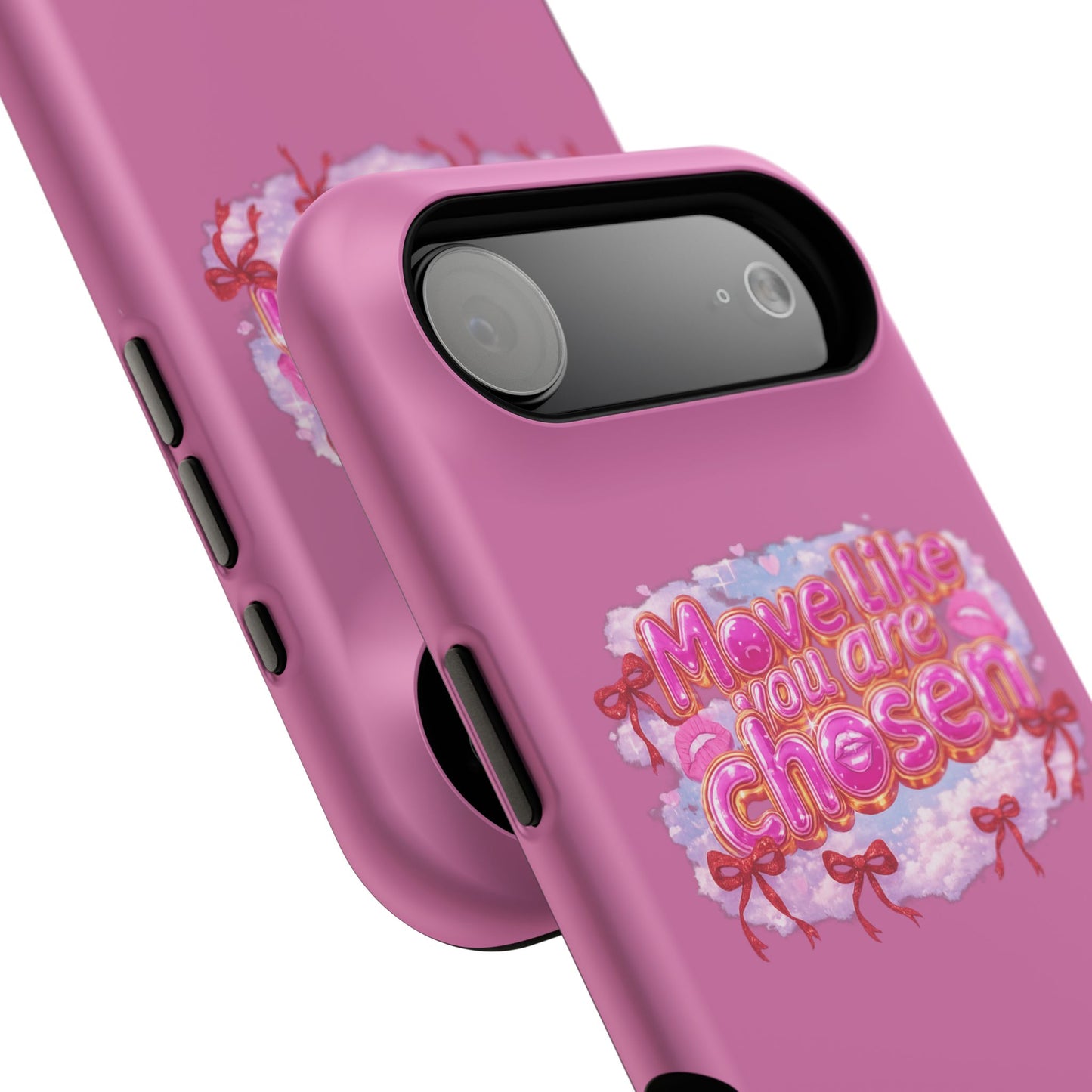 Impact-Resistant Phone Case — “Move Like You Are Chosen” Pink Floral Design