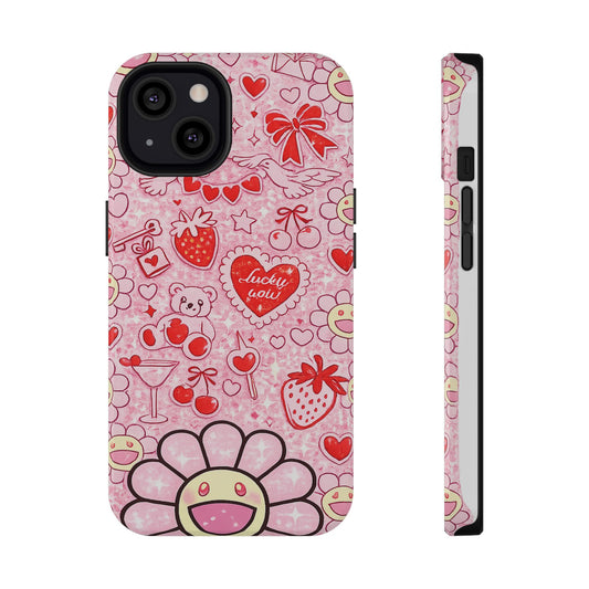 Cute Pink Kawaii Floral Phone Case — Impact-Resistant