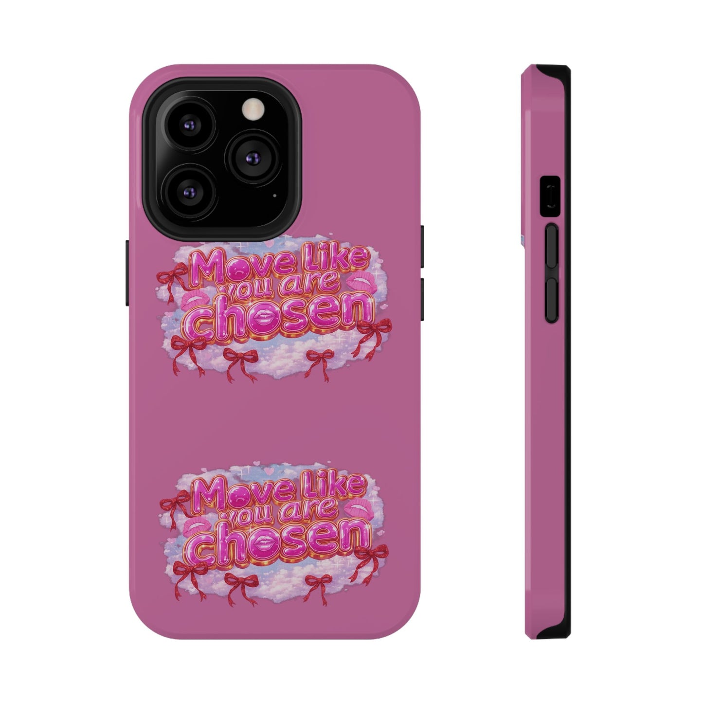 Impact-Resistant Phone Case — “Move Like You Are Chosen” Pink Floral Design