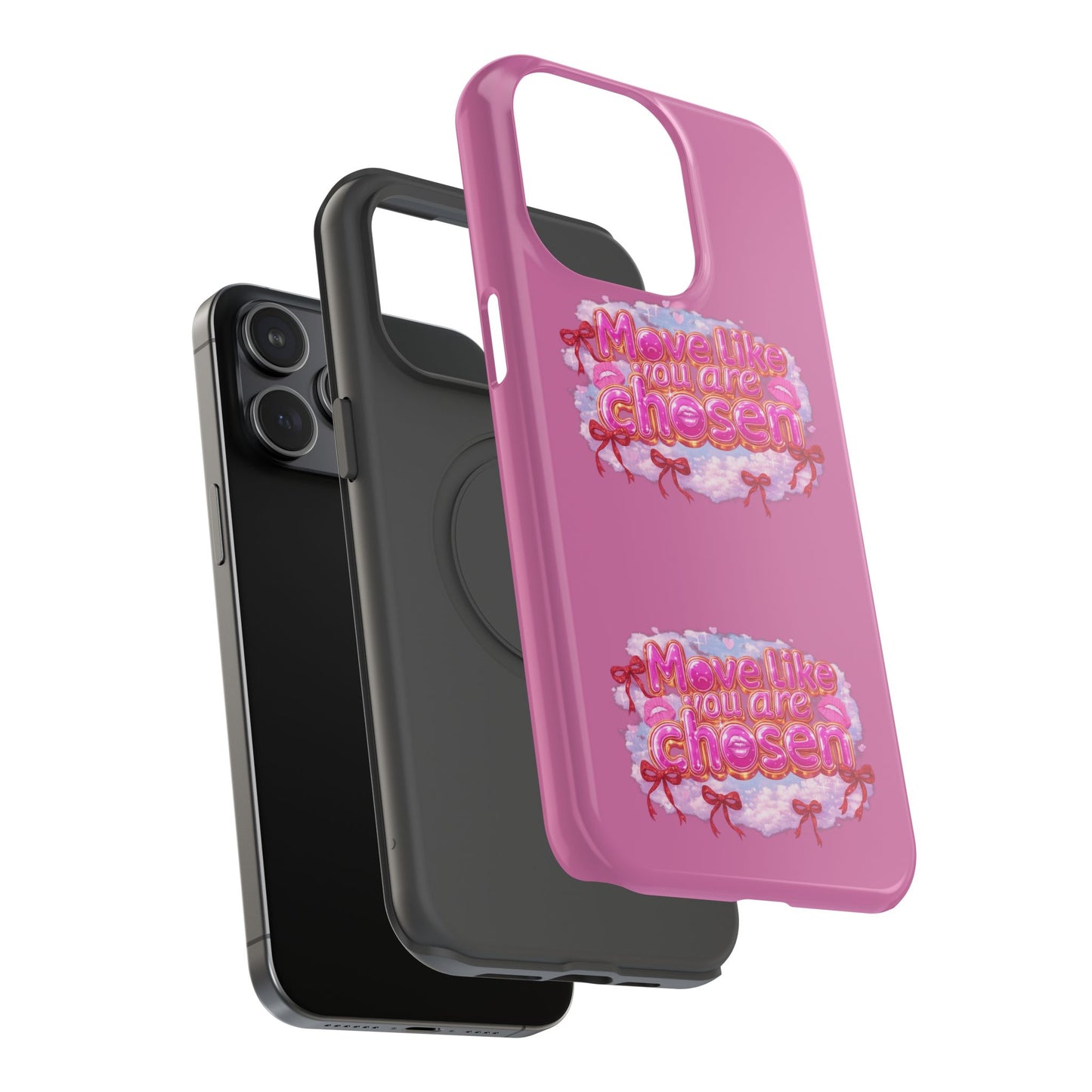 Impact-Resistant Phone Case — “Move Like You Are Chosen” Pink Floral Design