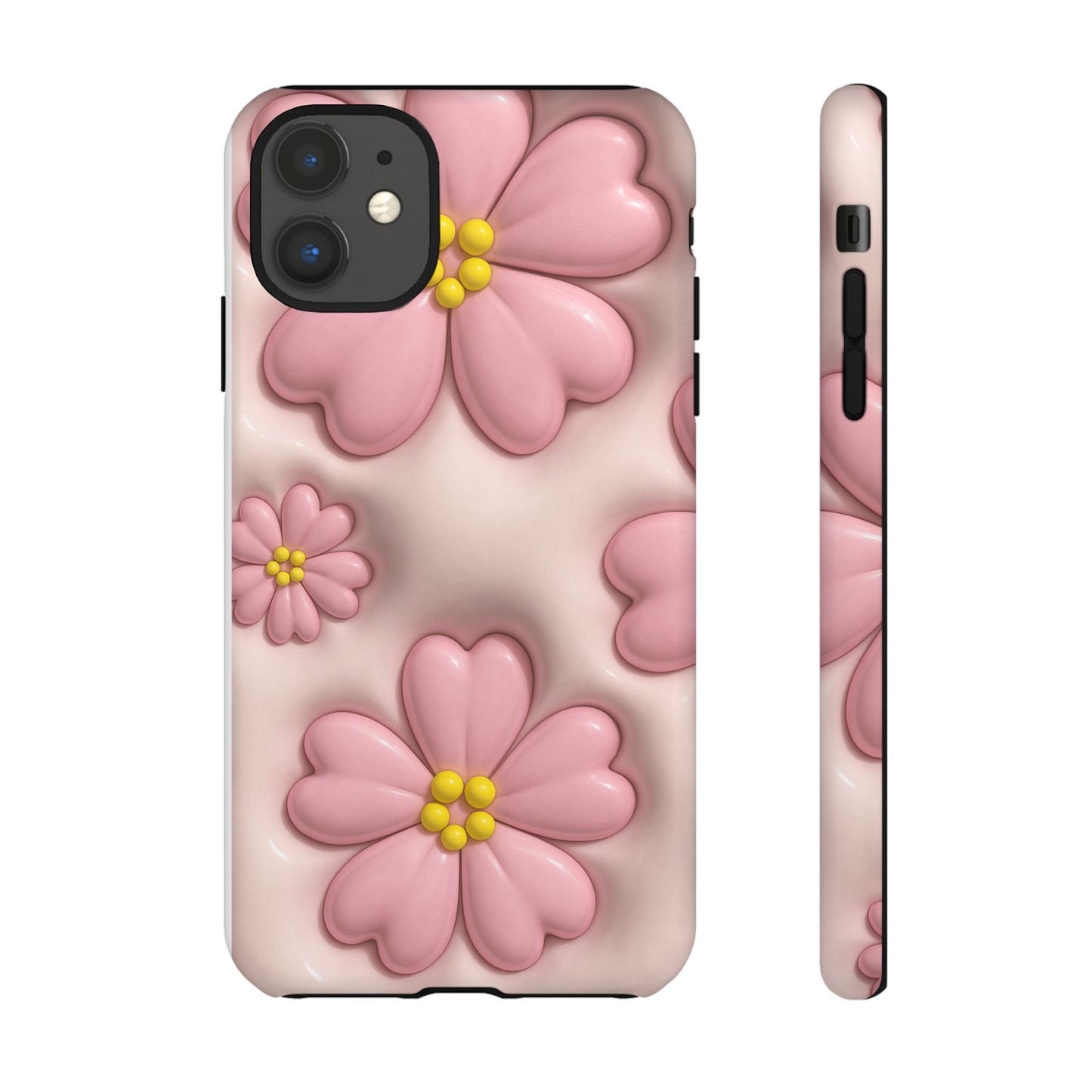 Floral Phone Case, Tough Cases for Women, Cute Flower iPhone Cover, Soft Pink Floral Design, Spring Accessories