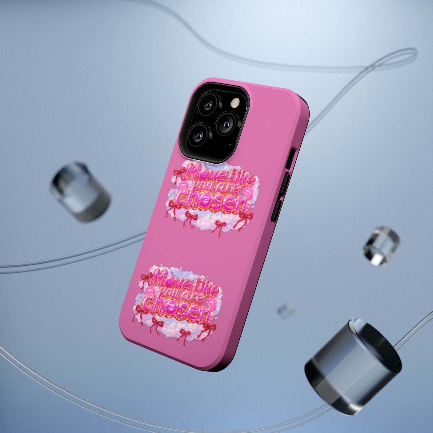 Impact-Resistant Phone Case — “Move Like You Are Chosen” Pink Floral Design