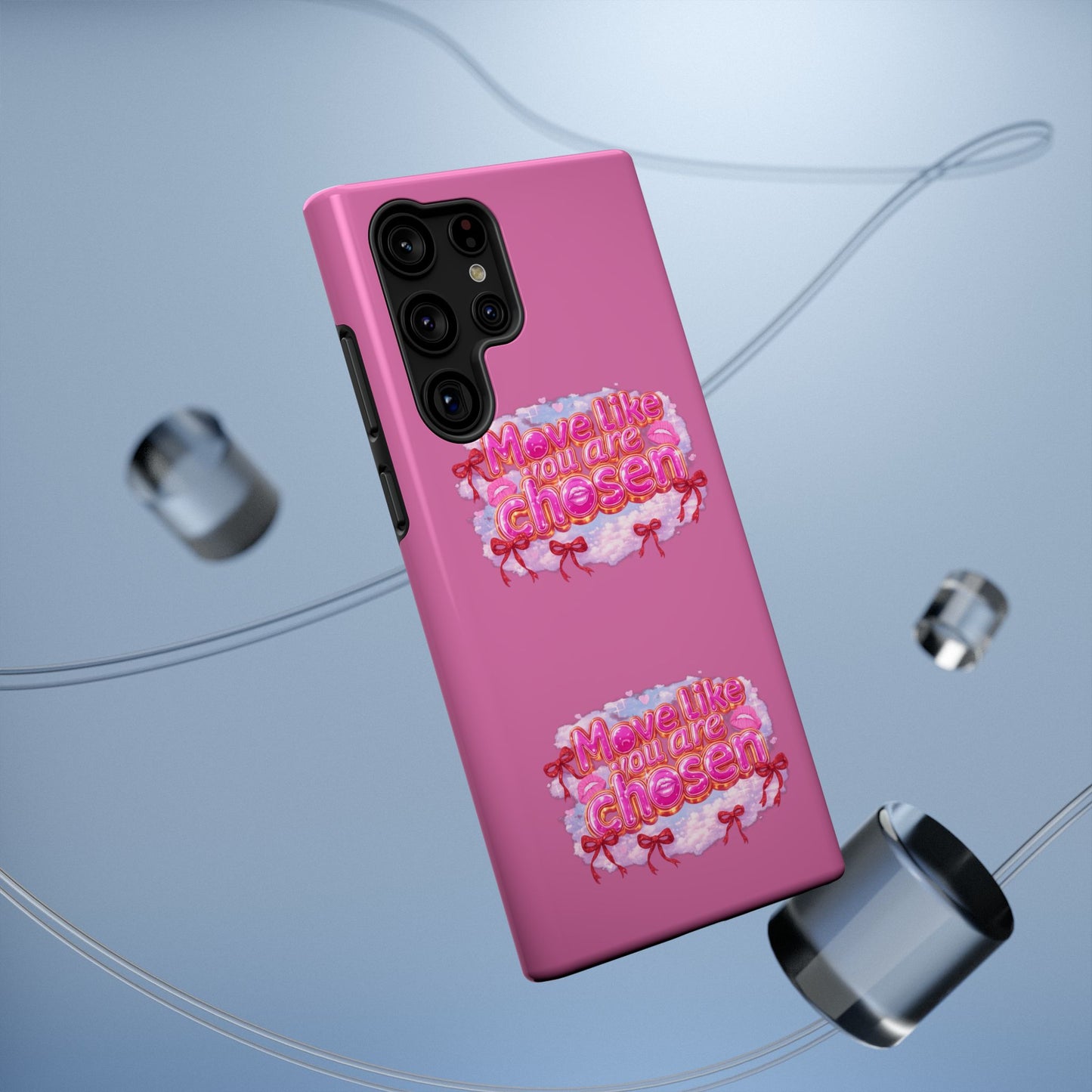 Impact-Resistant Phone Case — “Move Like You Are Chosen” Pink Floral Design