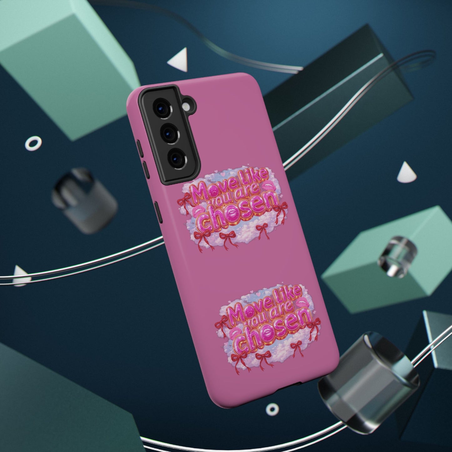 Impact-Resistant Phone Case — “Move Like You Are Chosen” Pink Floral Design