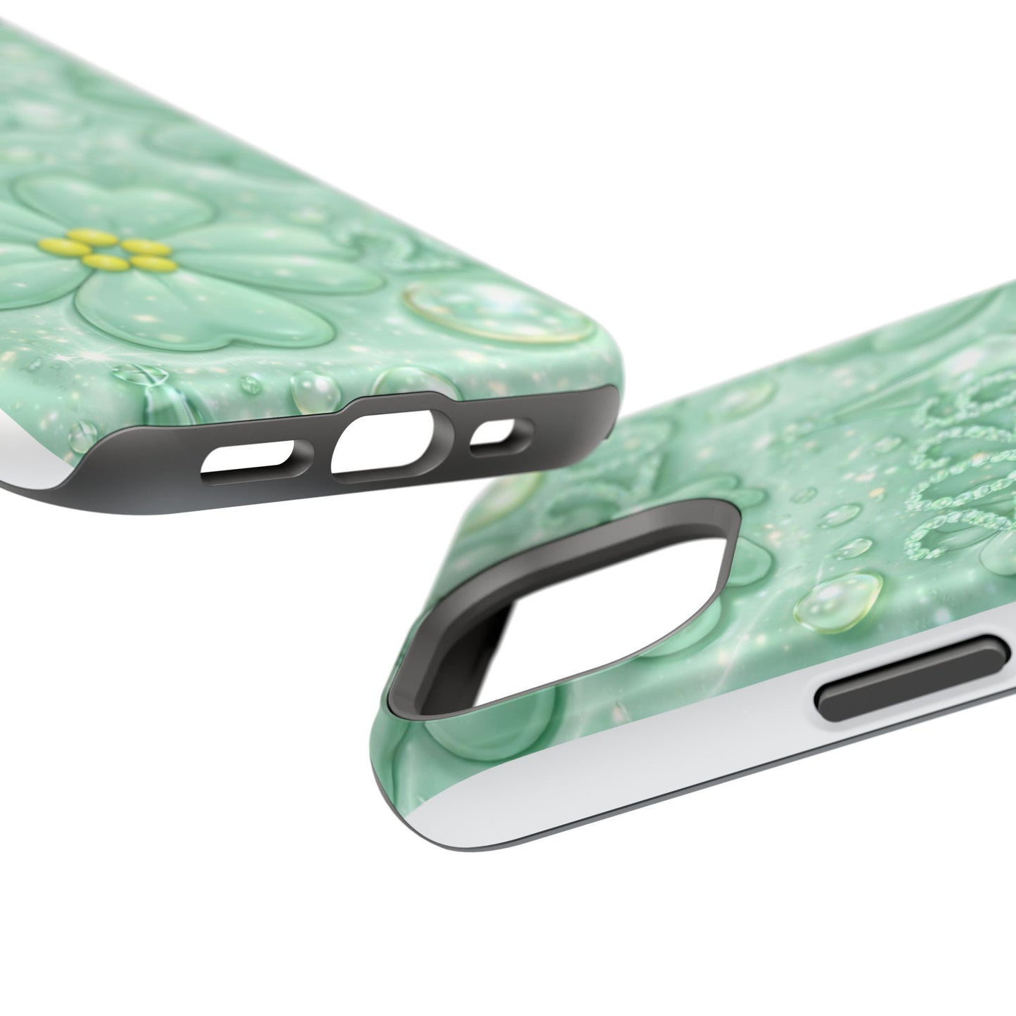 Impact-Resistant Phone Case — Mint 2026 Floral Clover Design