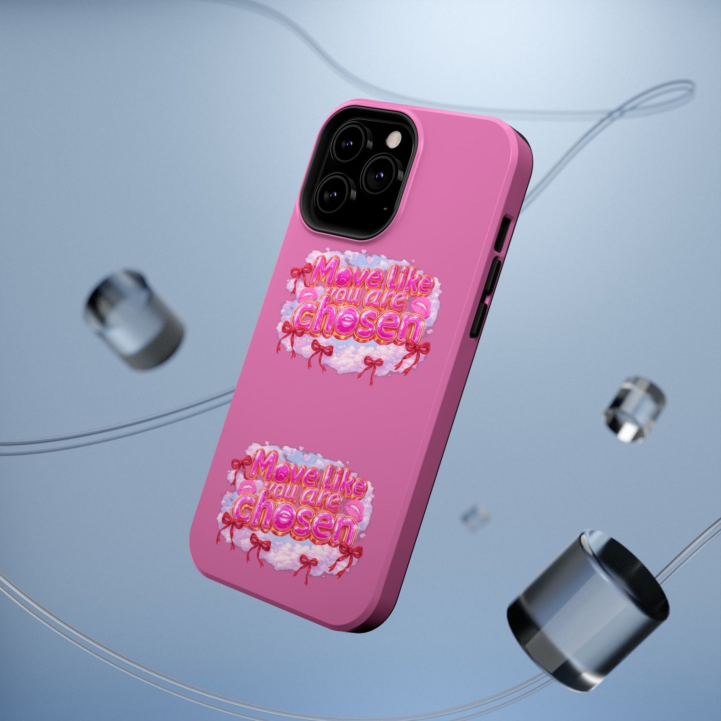 Impact-Resistant Phone Case — “Move Like You Are Chosen” Pink Floral Design