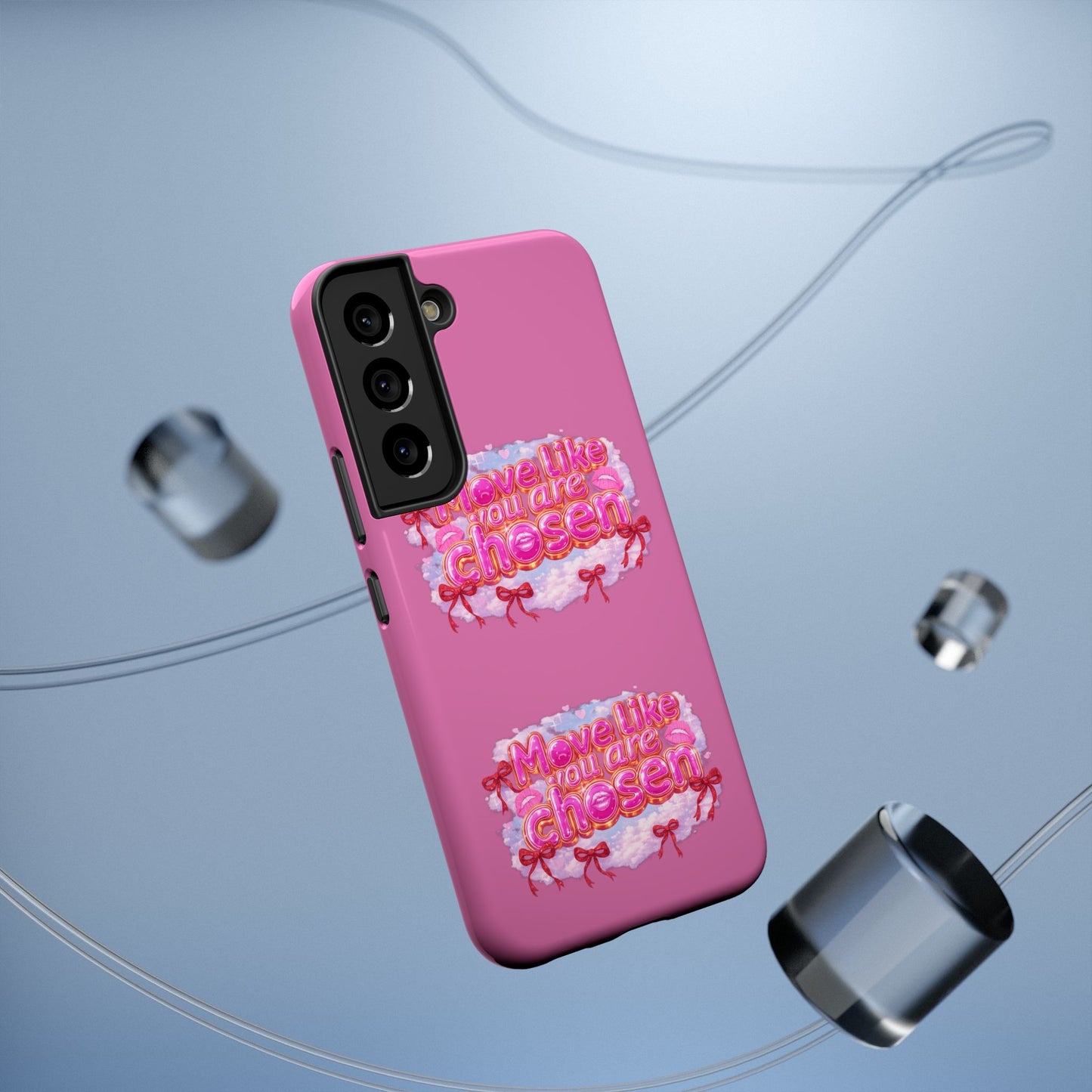 Impact-Resistant Phone Case — “Move Like You Are Chosen” Pink Floral Design