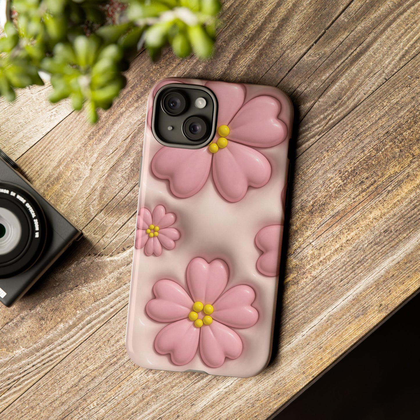 Floral Phone Case, Tough Cases for Women, Cute Flower iPhone Cover, Soft Pink Floral Design, Spring Accessories