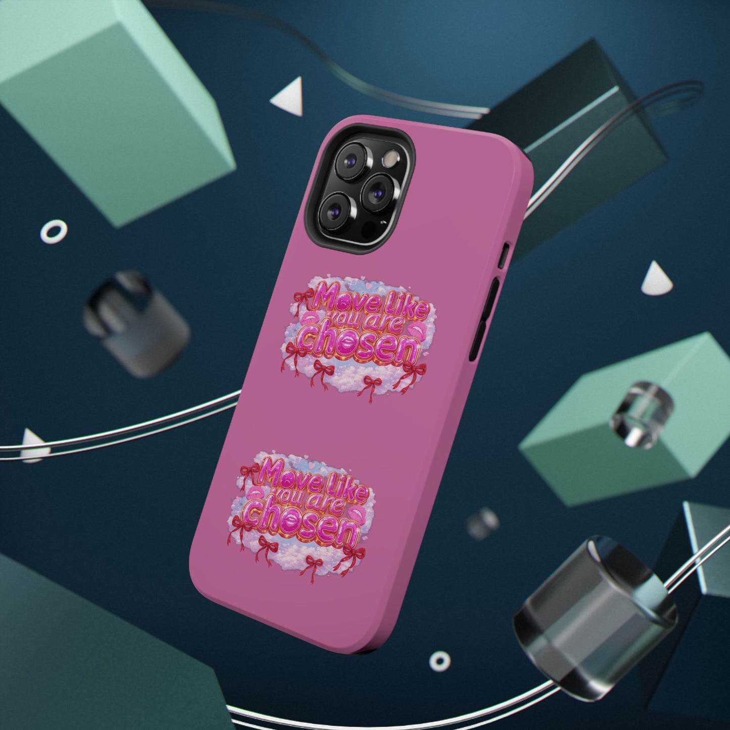 Impact-Resistant Phone Case — “Move Like You Are Chosen” Pink Floral Design