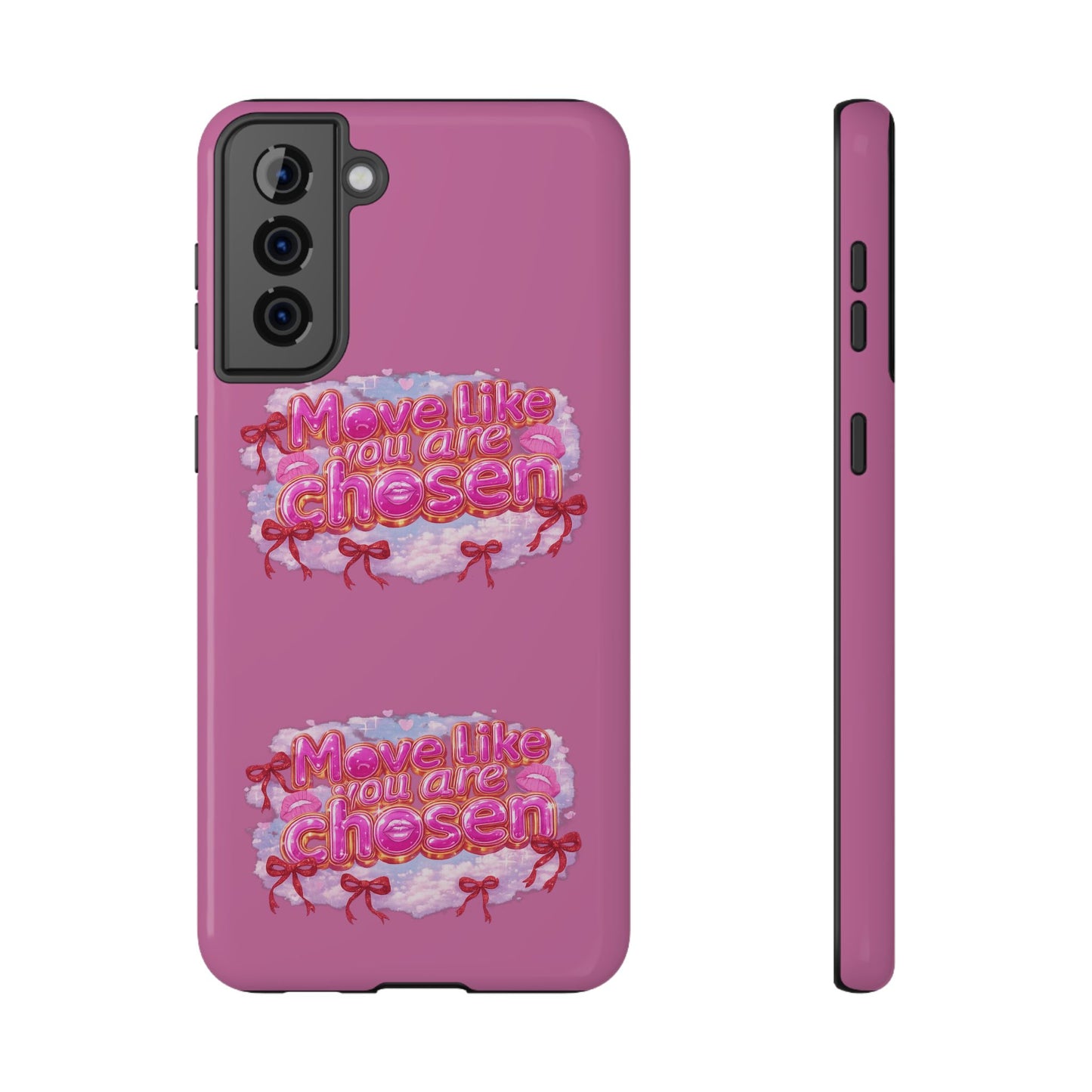 Impact-Resistant Phone Case — “Move Like You Are Chosen” Pink Floral Design