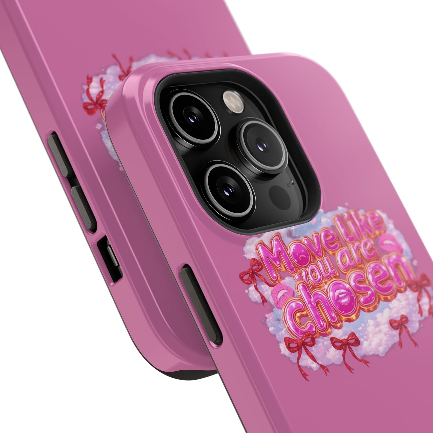 Impact-Resistant Phone Case — “Move Like You Are Chosen” Pink Floral Design