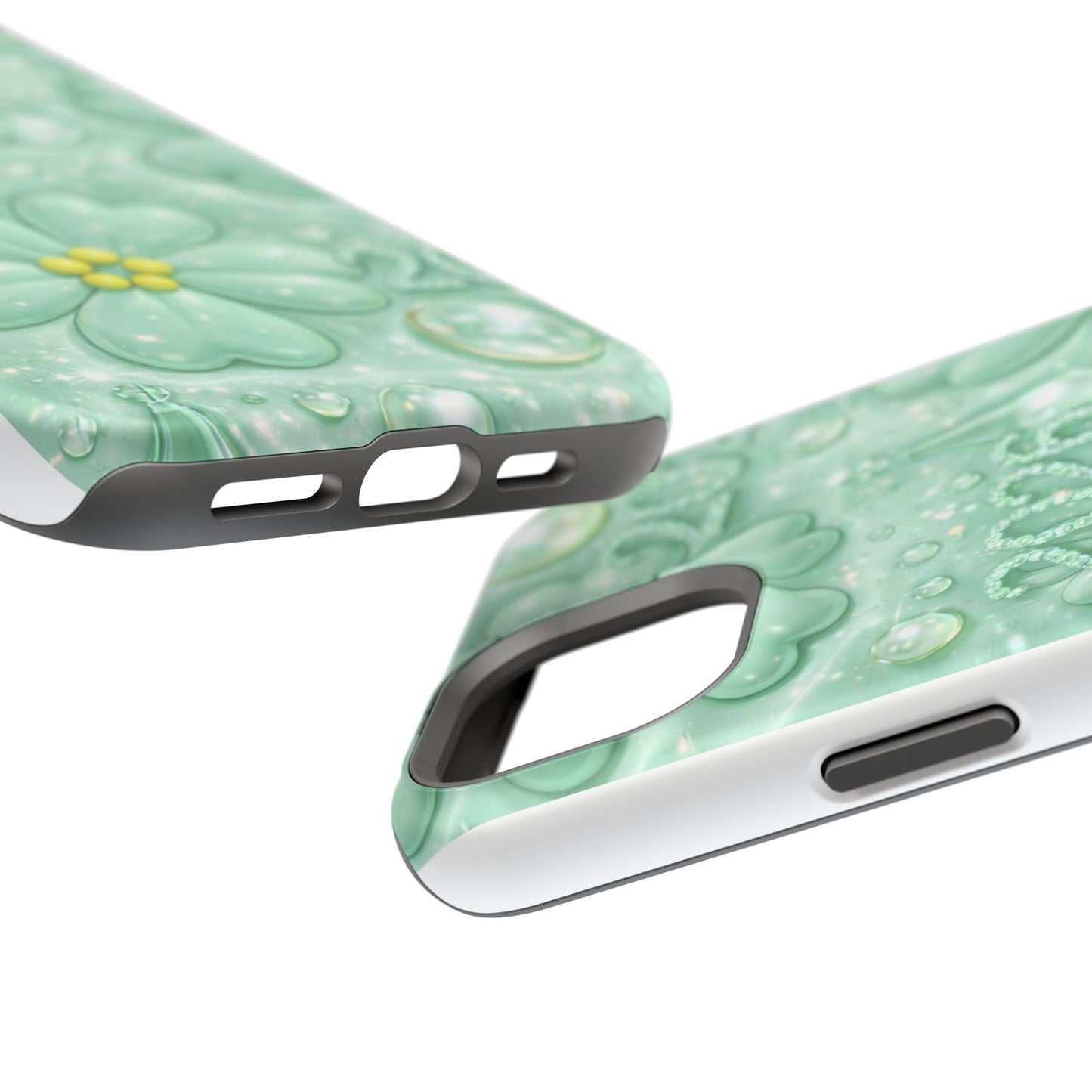 Impact-Resistant Phone Case — Mint 2026 Floral Clover Design