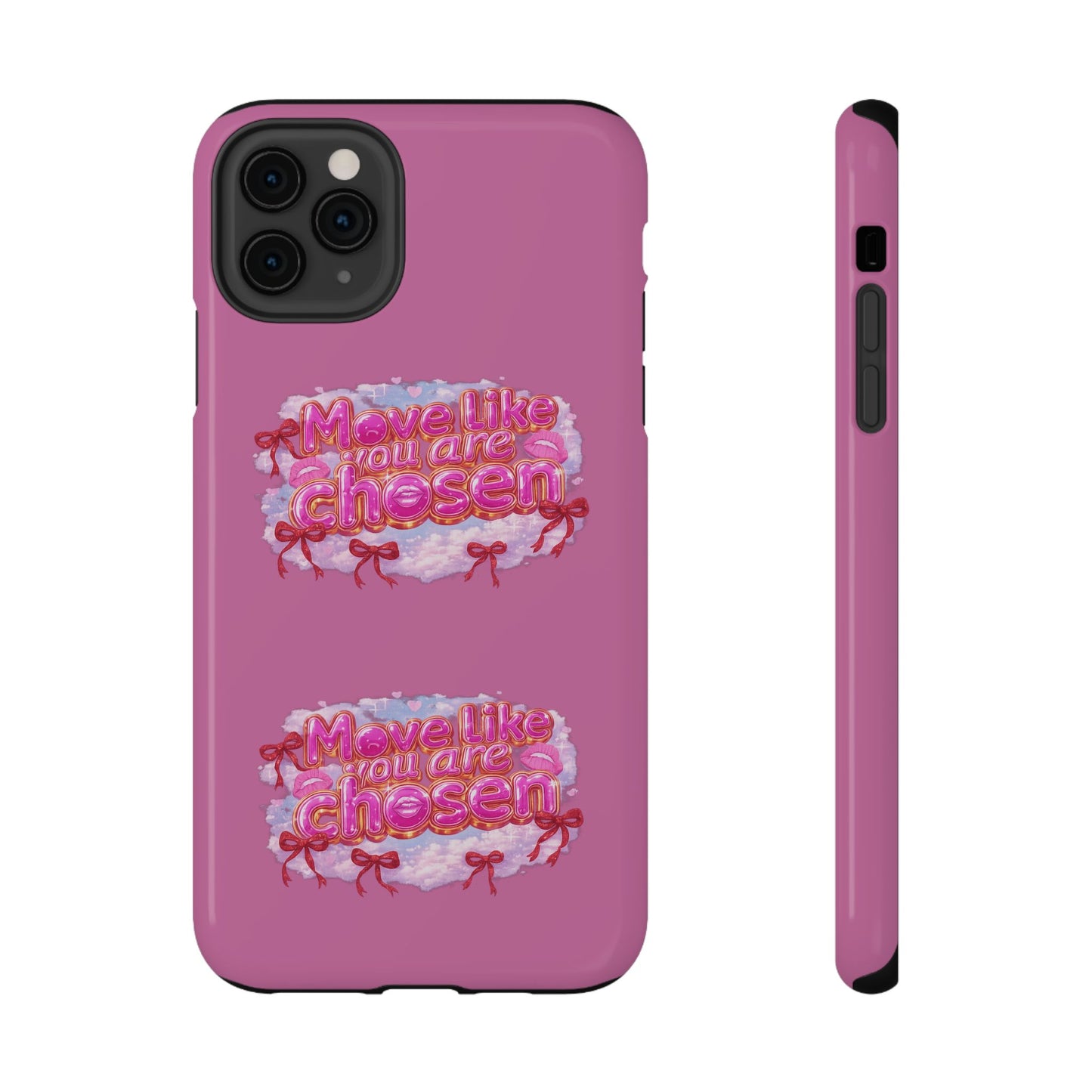 Impact-Resistant Phone Case — “Move Like You Are Chosen” Pink Floral Design