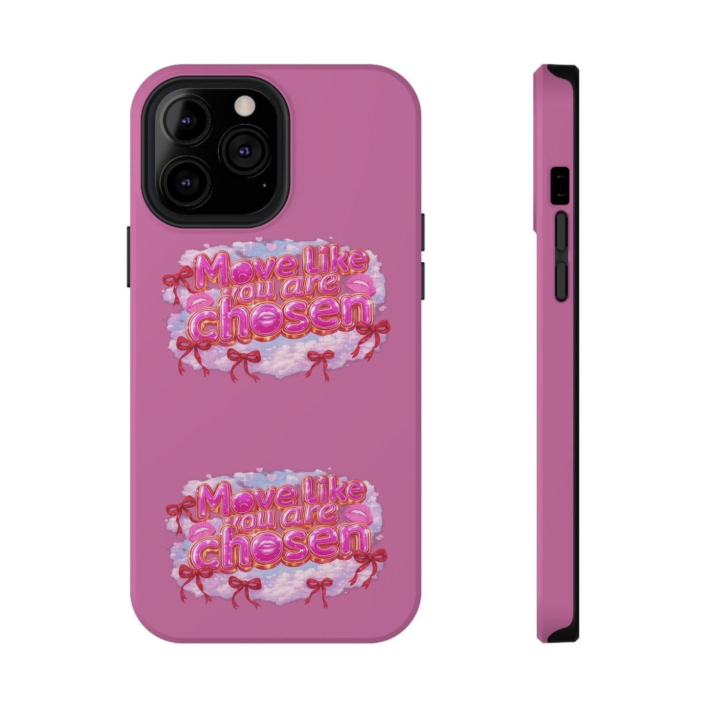 Impact-Resistant Phone Case — “Move Like You Are Chosen” Pink Floral Design