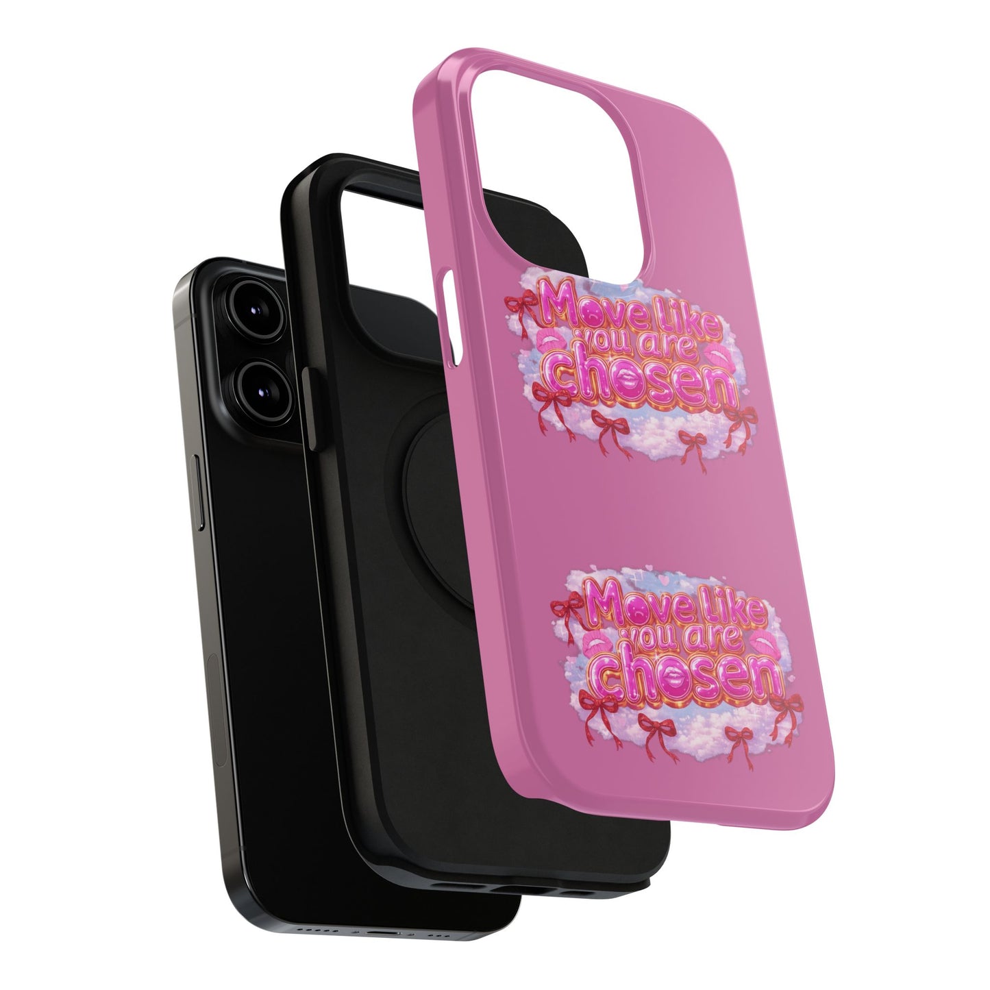 Impact-Resistant Phone Case — “Move Like You Are Chosen” Pink Floral Design