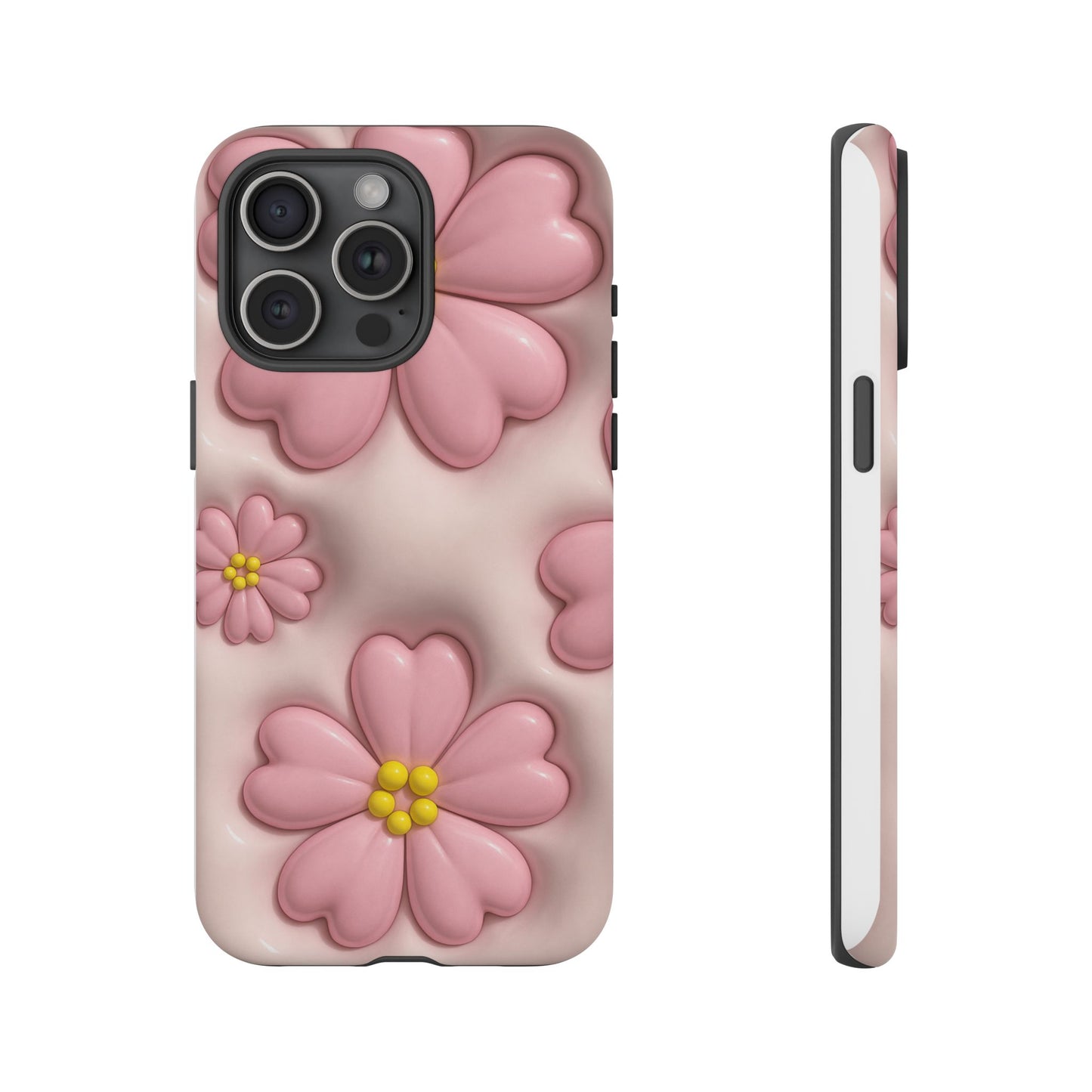Floral Phone Case, Tough Cases for Women, Cute Flower iPhone Cover, Soft Pink Floral Design, Spring Accessories