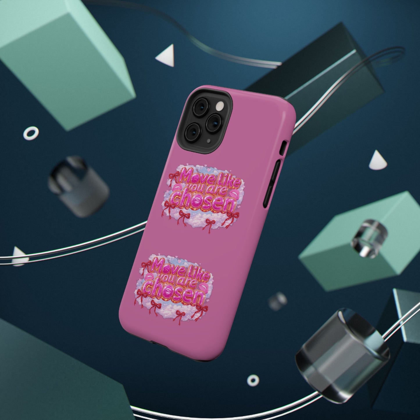 Impact-Resistant Phone Case — “Move Like You Are Chosen” Pink Floral Design
