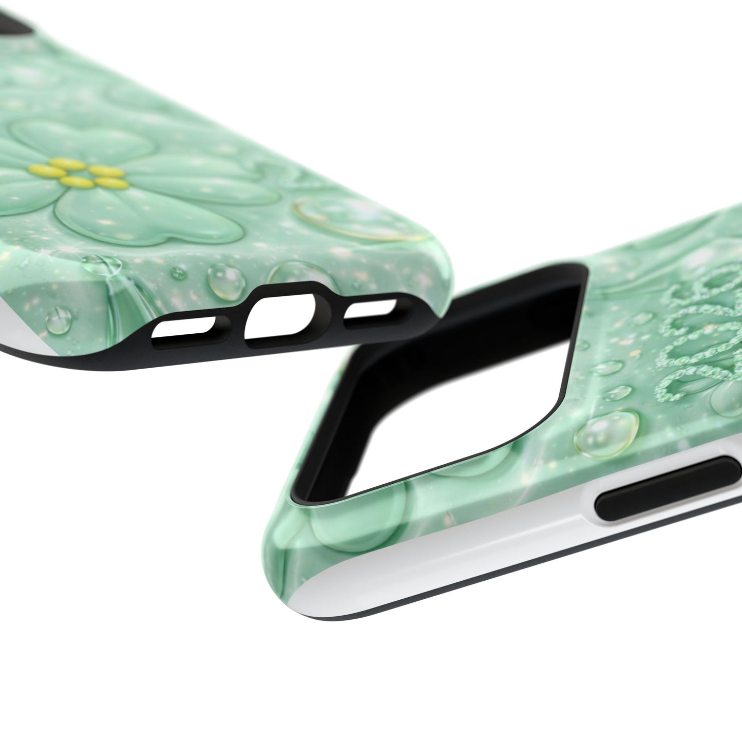 Impact-Resistant Phone Case — Mint 2026 Floral Clover Design