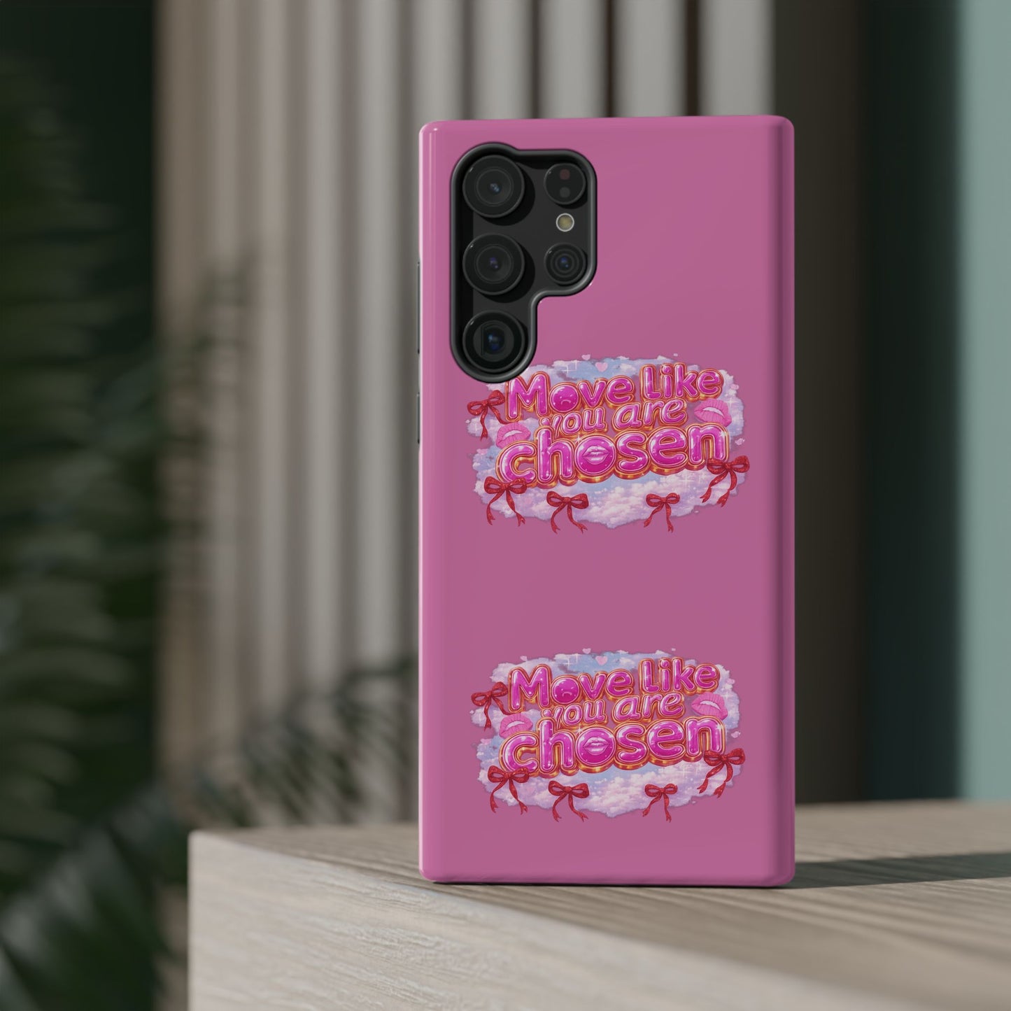 Impact-Resistant Phone Case — “Move Like You Are Chosen” Pink Floral Design