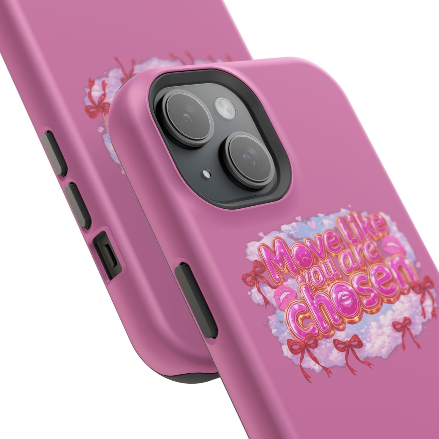Impact-Resistant Phone Case — “Move Like You Are Chosen” Pink Floral Design