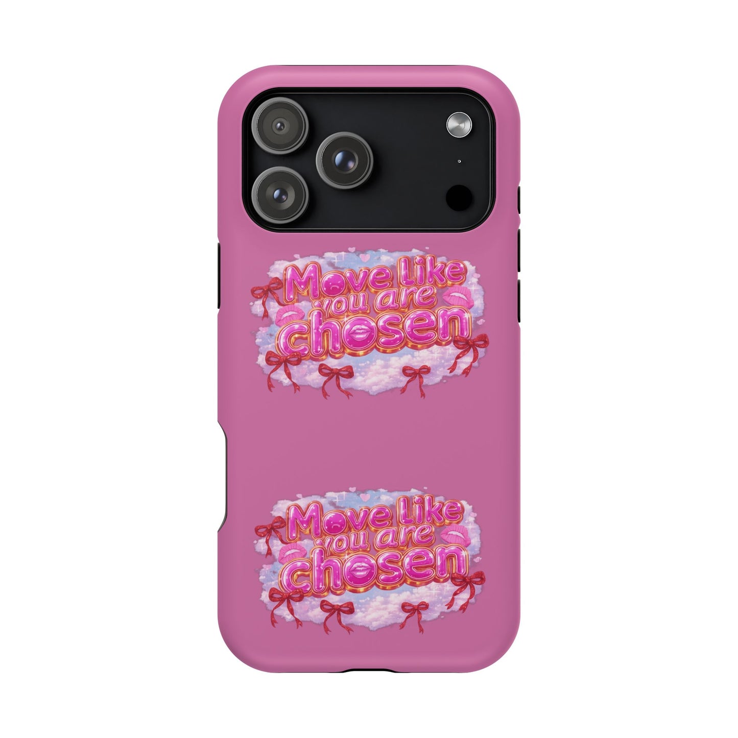Impact-Resistant Phone Case — “Move Like You Are Chosen” Pink Floral Design