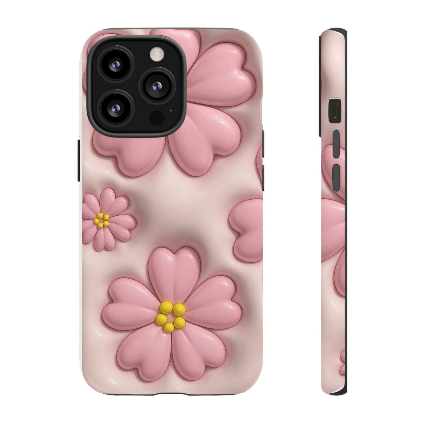 Floral Phone Case, Tough Cases for Women, Cute Flower iPhone Cover, Soft Pink Floral Design, Spring Accessories