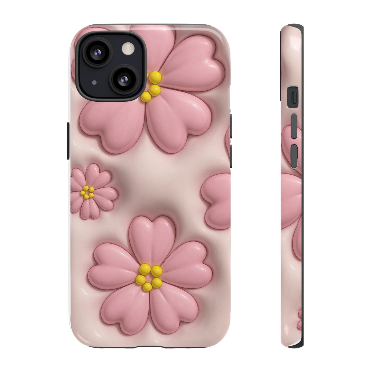 Floral Phone Case, Tough Cases for Women, Cute Flower iPhone Cover, Soft Pink Floral Design, Spring Accessories