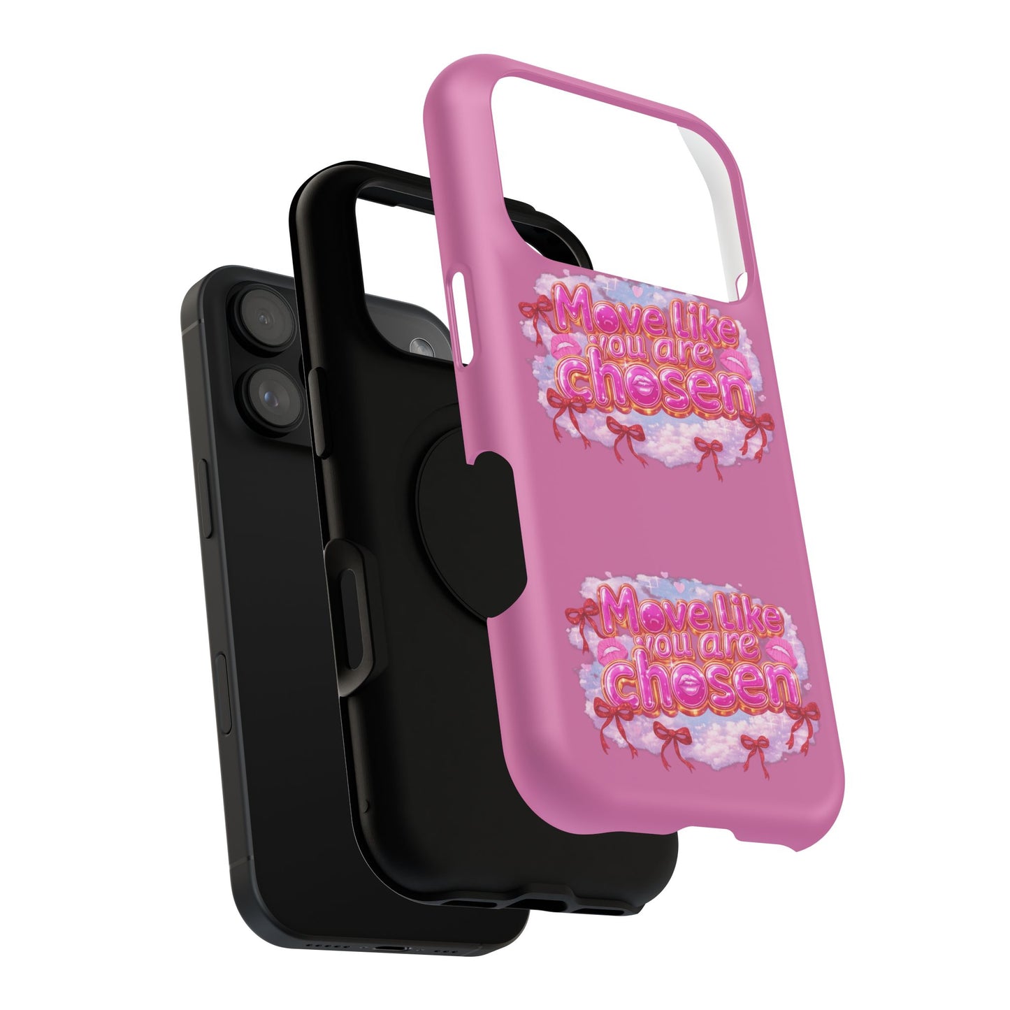 Impact-Resistant Phone Case — “Move Like You Are Chosen” Pink Floral Design