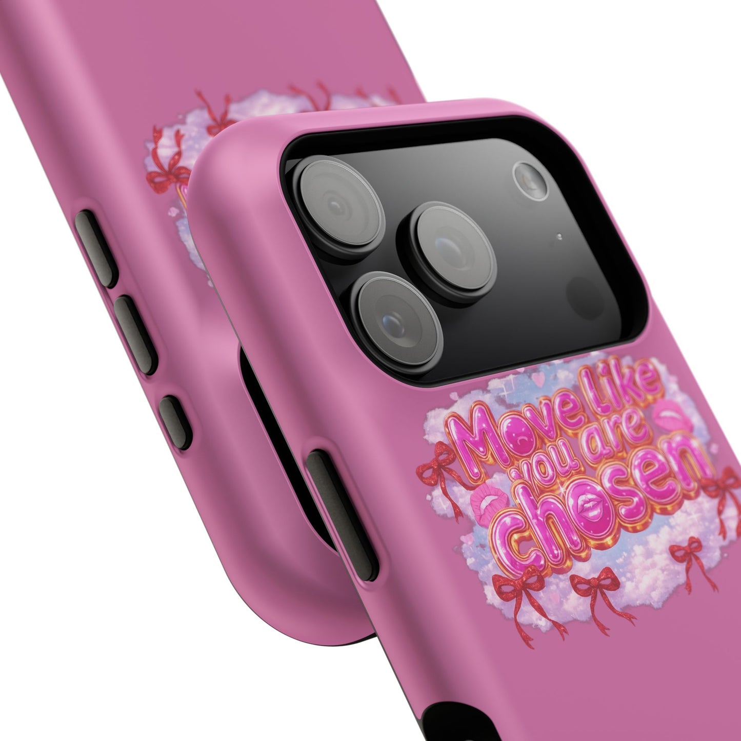 Impact-Resistant Phone Case — “Move Like You Are Chosen” Pink Floral Design