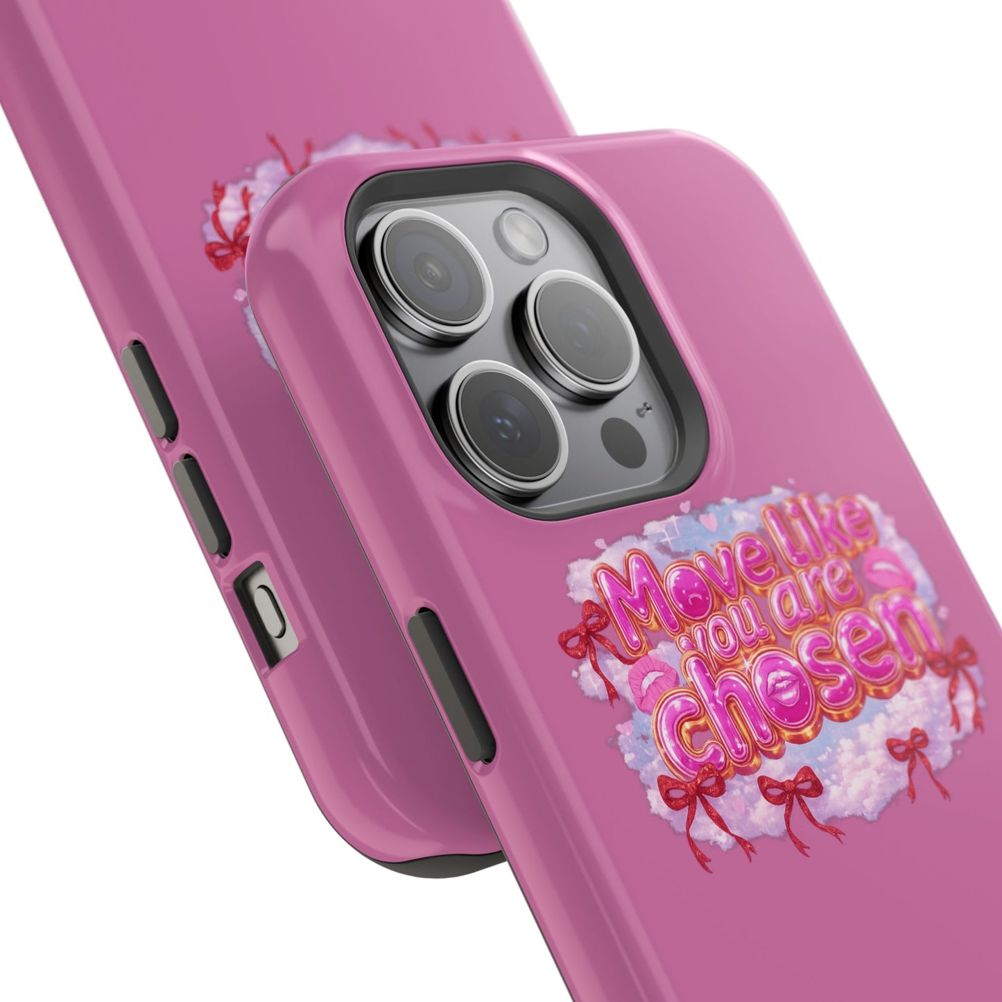 Impact-Resistant Phone Case — “Move Like You Are Chosen” Pink Floral Design