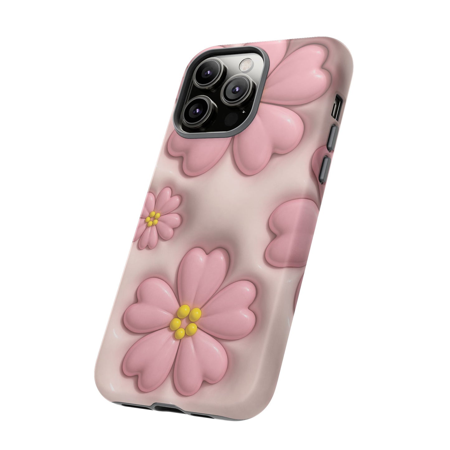 Floral Phone Case, Tough Cases for Women, Cute Flower iPhone Cover, Soft Pink Floral Design, Spring Accessories