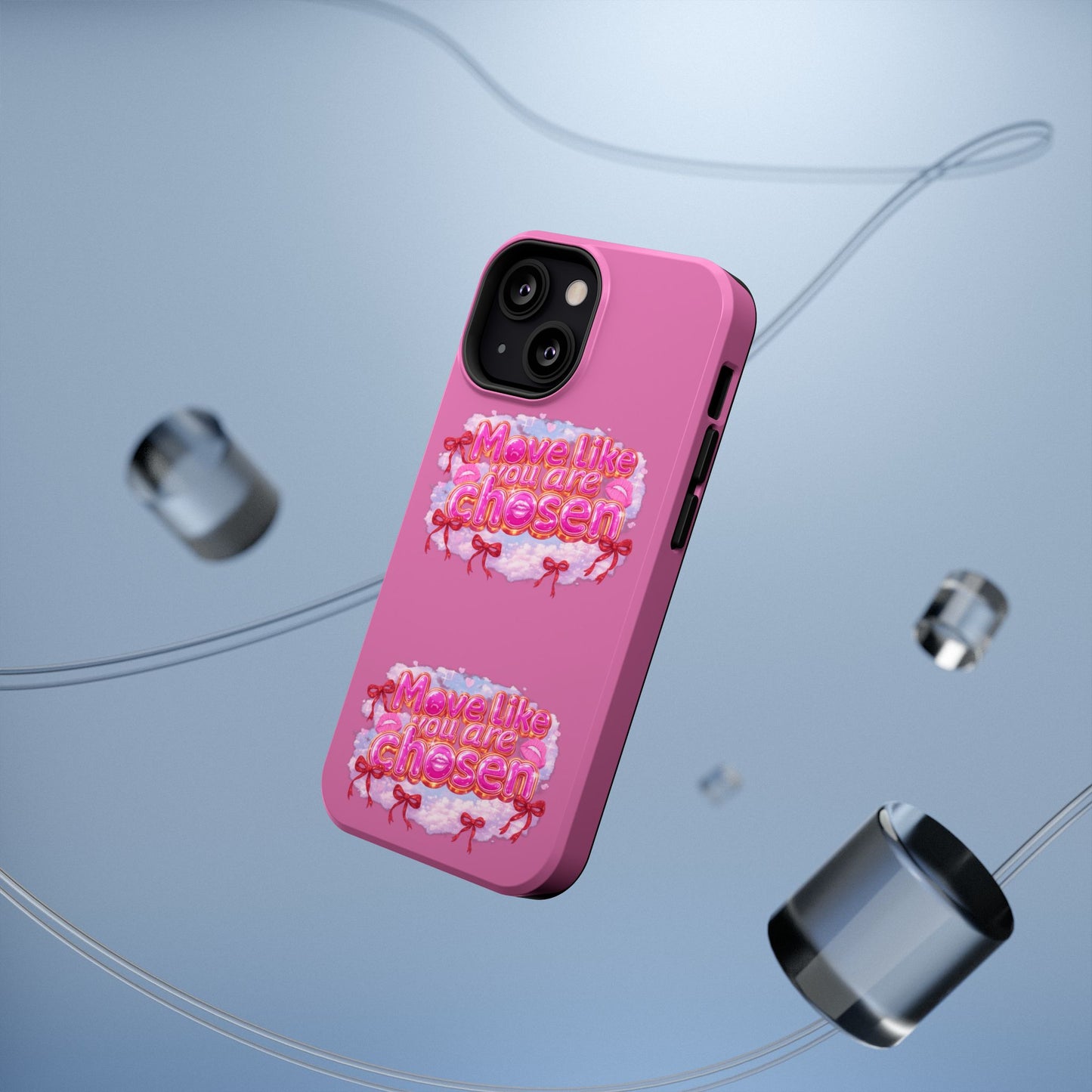 Impact-Resistant Phone Case — “Move Like You Are Chosen” Pink Floral Design