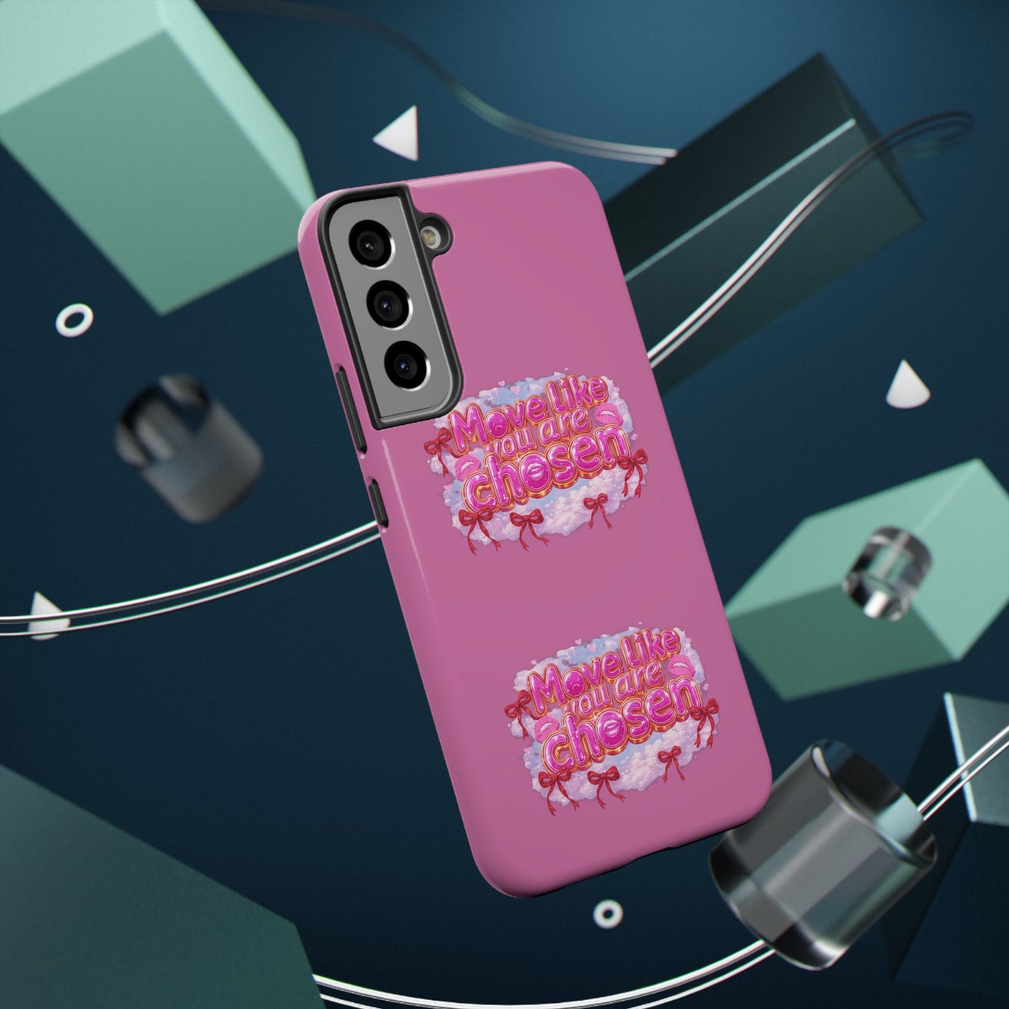 Impact-Resistant Phone Case — “Move Like You Are Chosen” Pink Floral Design