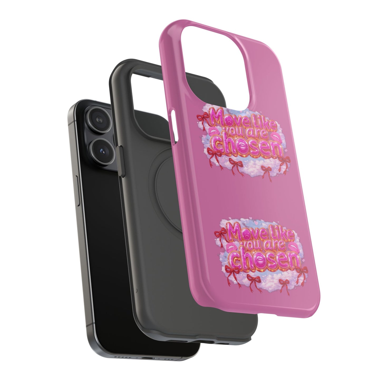 Impact-Resistant Phone Case — “Move Like You Are Chosen” Pink Floral Design