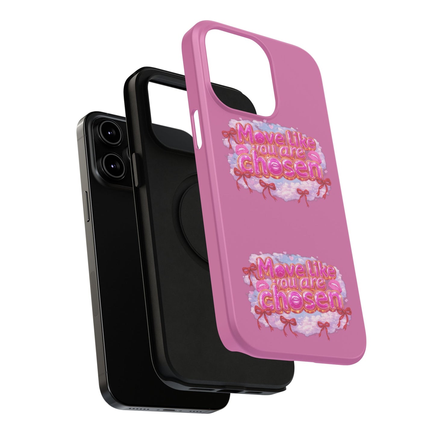 Impact-Resistant Phone Case — “Move Like You Are Chosen” Pink Floral Design