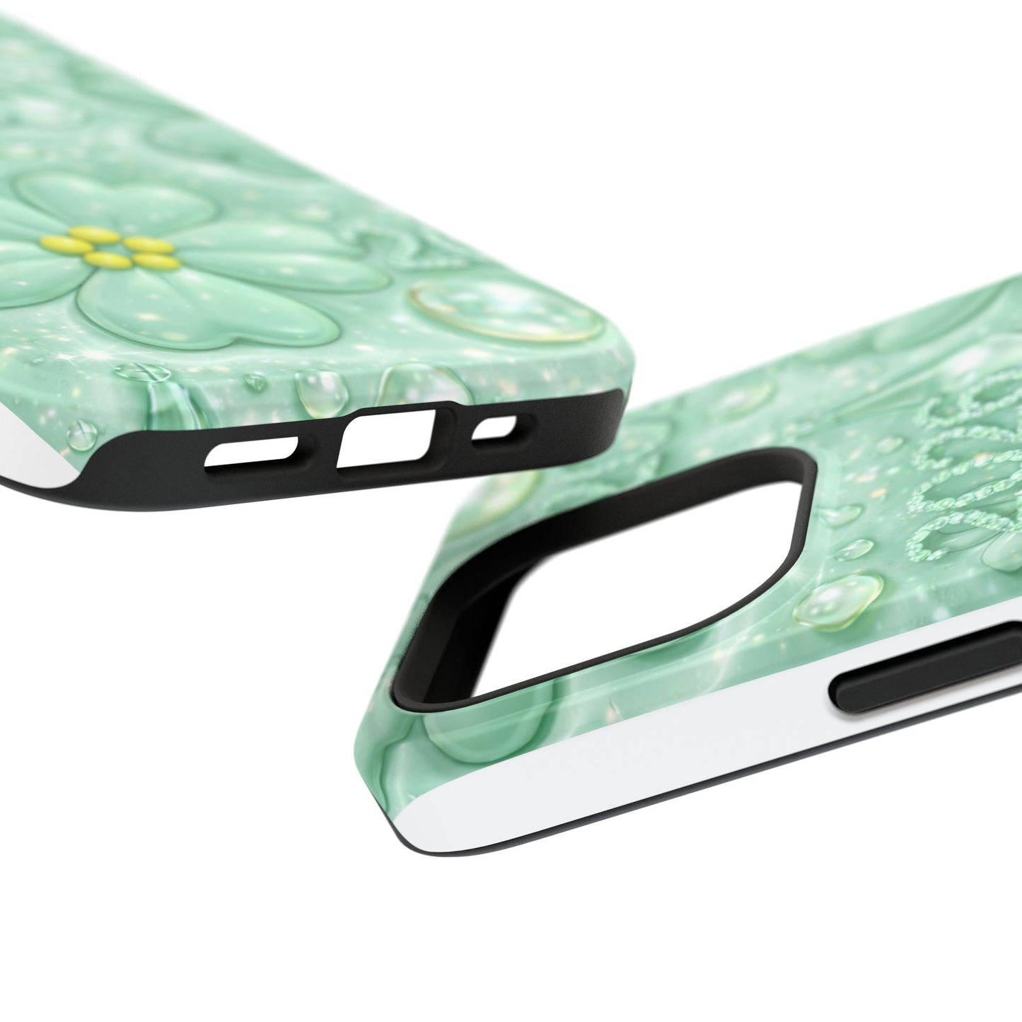 Impact-Resistant Phone Case — Mint 2026 Floral Clover Design