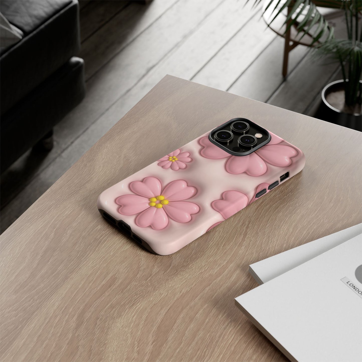 Floral Phone Case, Tough Cases for Women, Cute Flower iPhone Cover, Soft Pink Floral Design, Spring Accessories