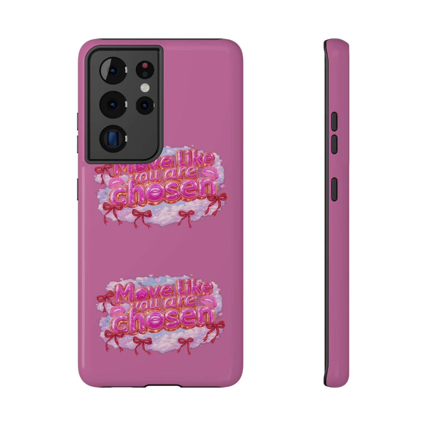 Impact-Resistant Phone Case — “Move Like You Are Chosen” Pink Floral Design