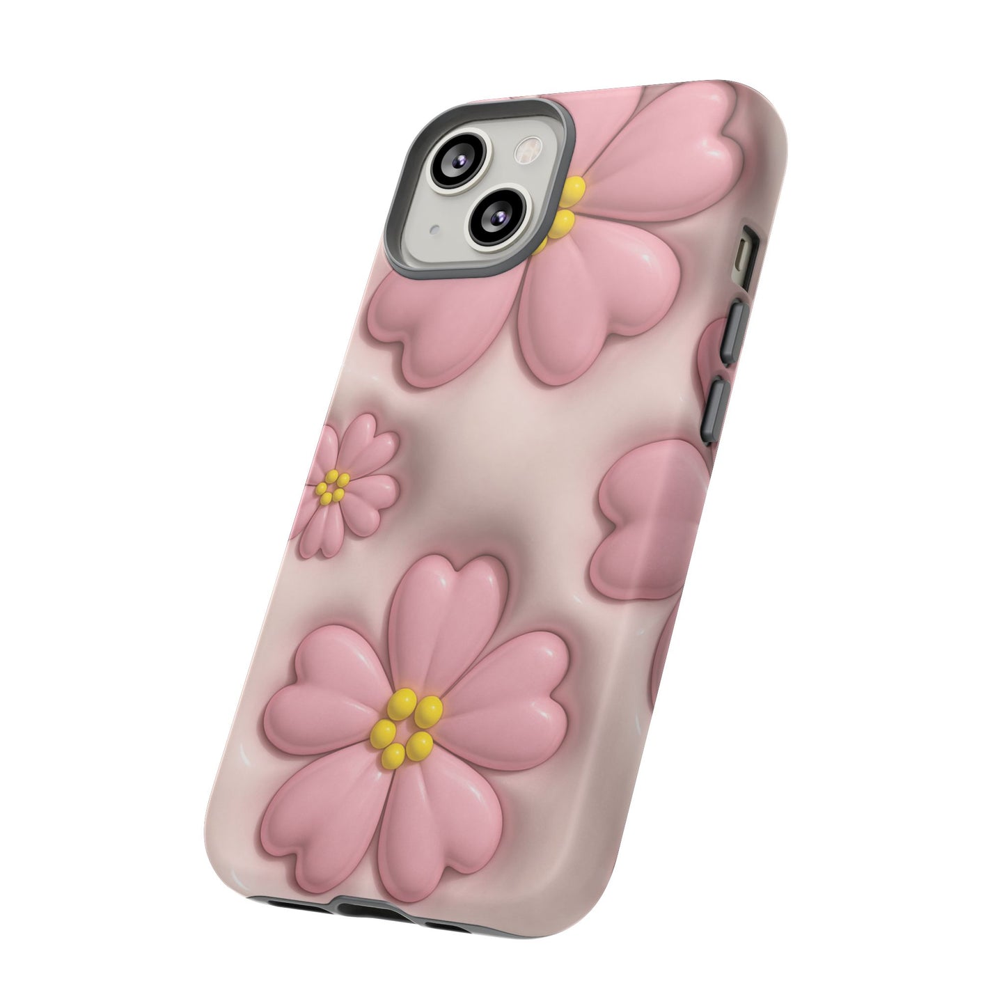 Floral Phone Case, Tough Cases for Women, Cute Flower iPhone Cover, Soft Pink Floral Design, Spring Accessories