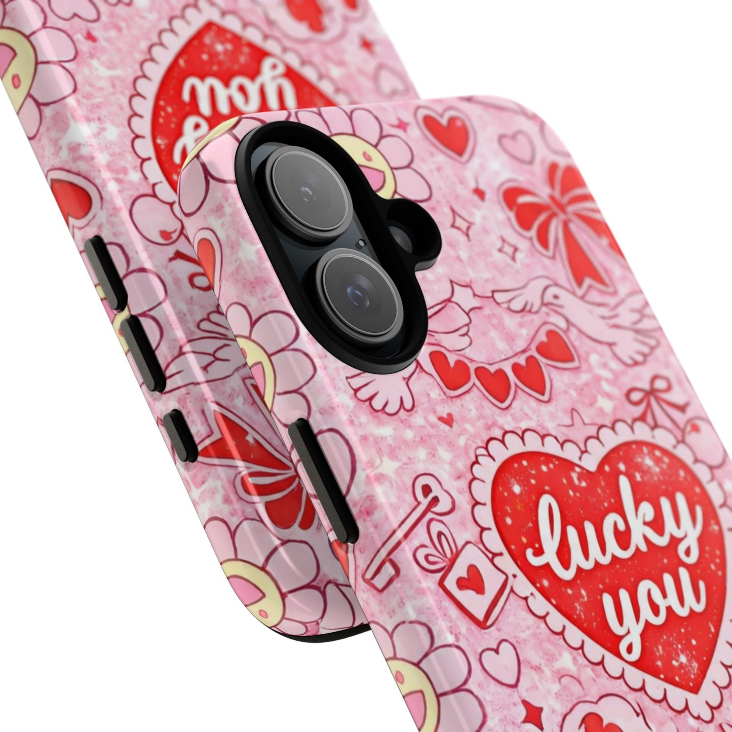 Pink Kawaii 'Lucky You' Floral Phone Case — Cute Valentine’s Protective Cover