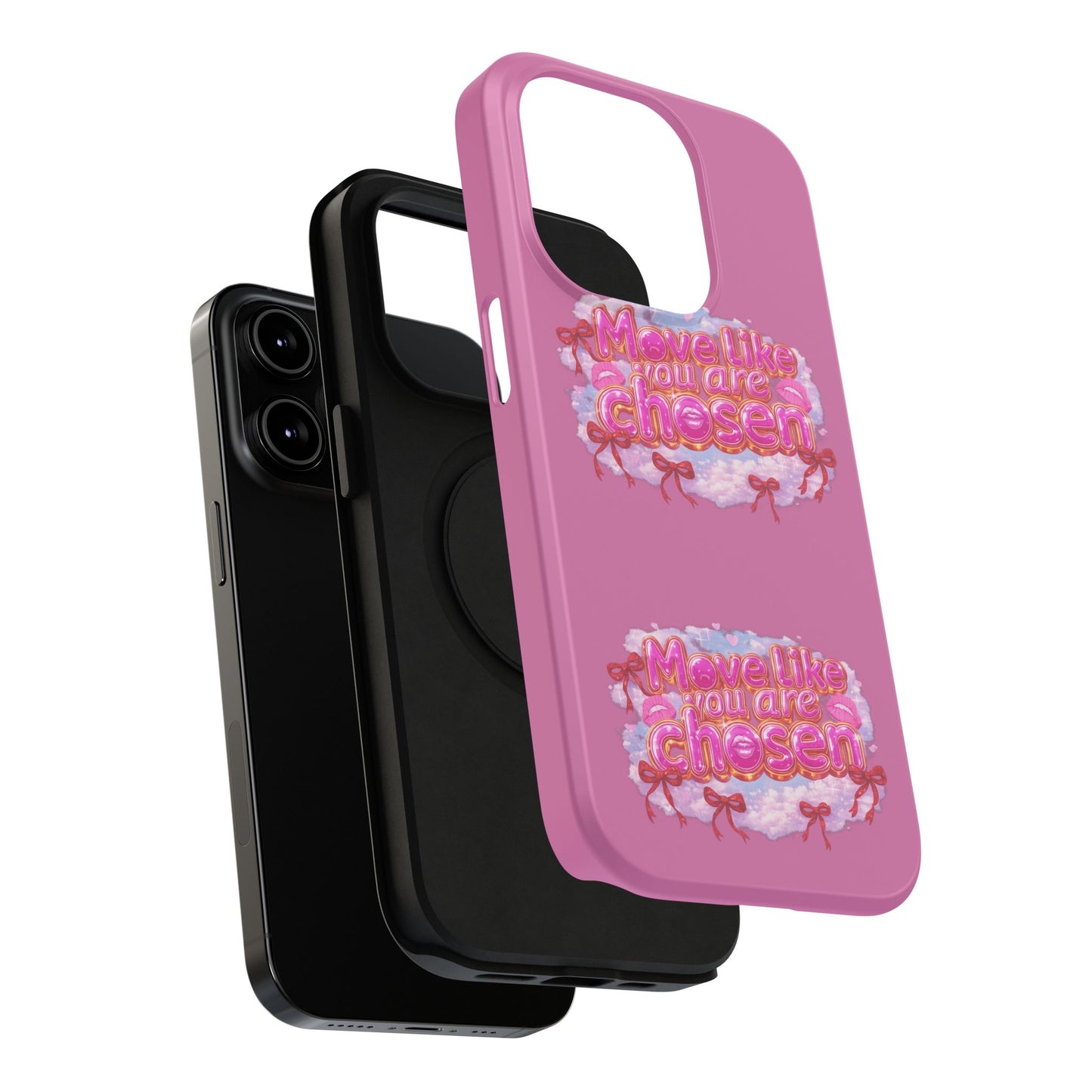 Impact-Resistant Phone Case — “Move Like You Are Chosen” Pink Floral Design