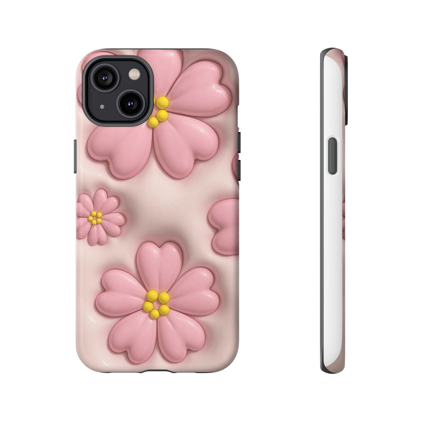 Floral Phone Case, Tough Cases for Women, Cute Flower iPhone Cover, Soft Pink Floral Design, Spring Accessories