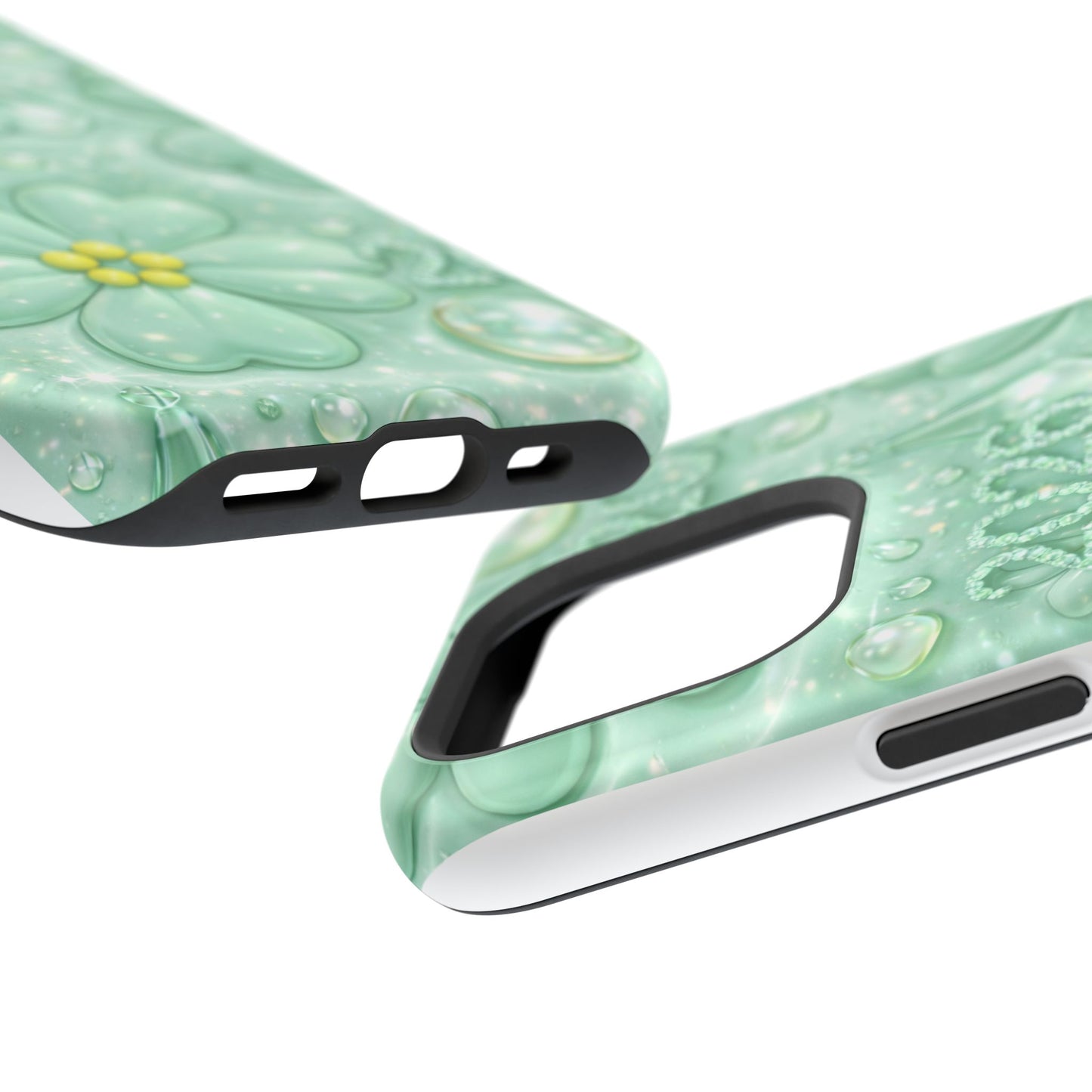 Impact-Resistant Phone Case — Mint 2026 Floral Clover Design
