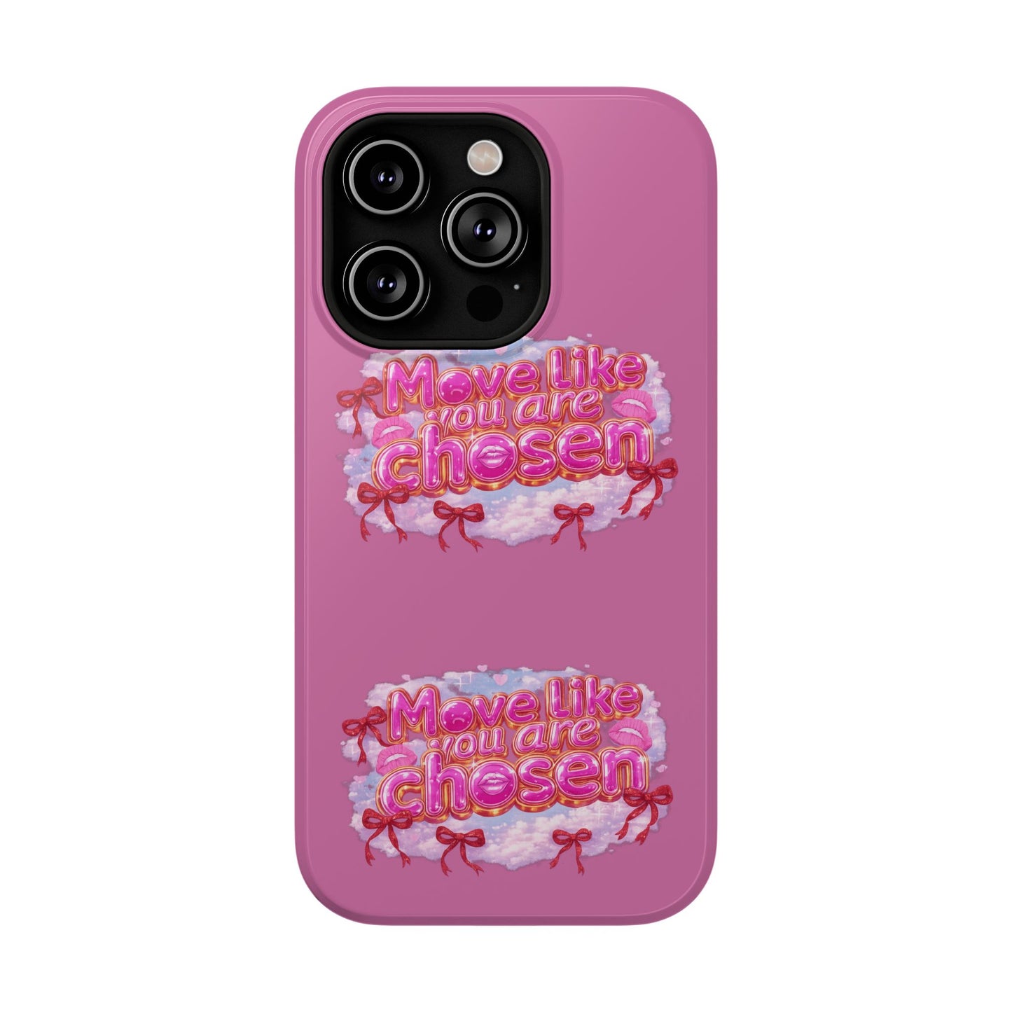 Impact-Resistant Phone Case — “Move Like You Are Chosen” Pink Floral Design