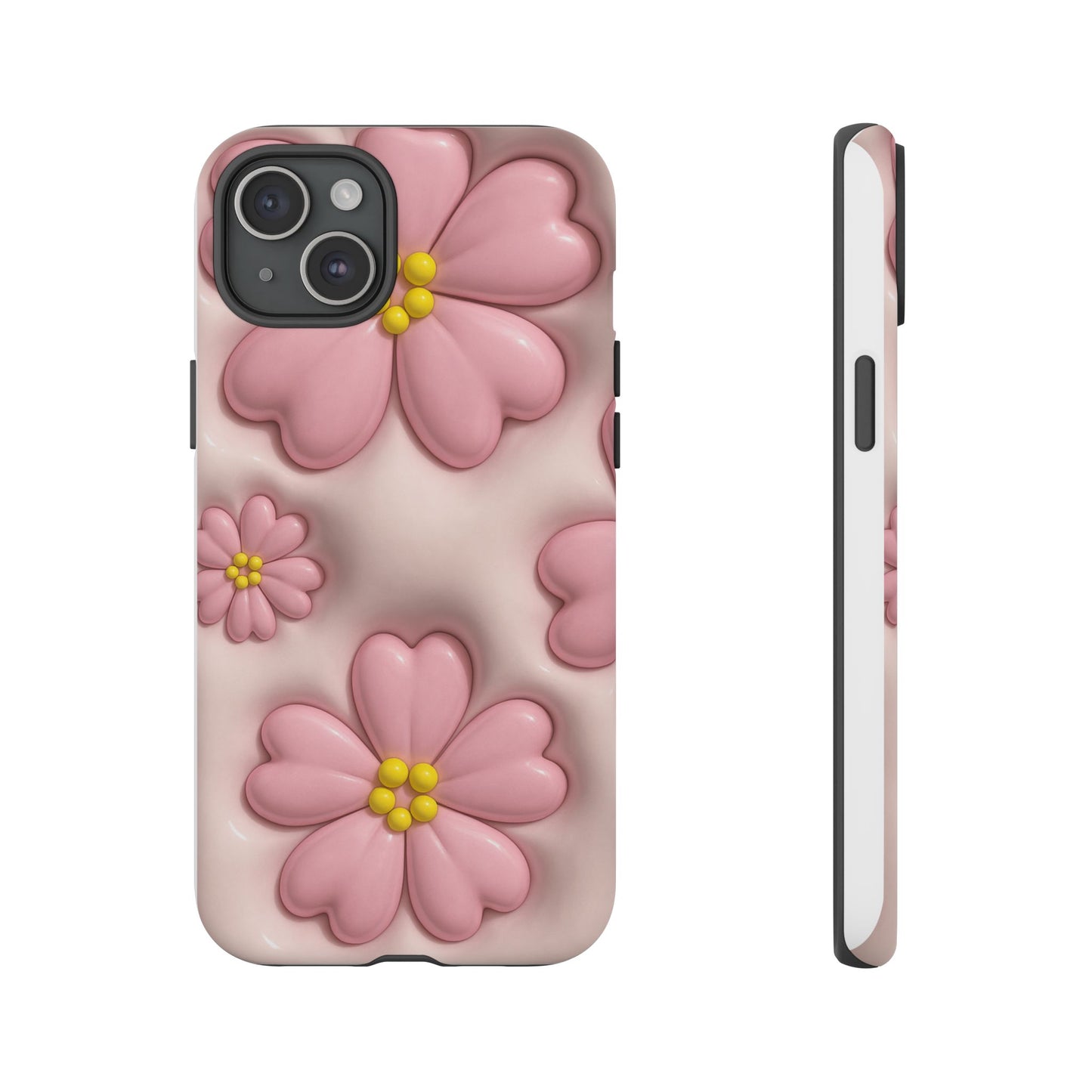 Floral Phone Case, Tough Cases for Women, Cute Flower iPhone Cover, Soft Pink Floral Design, Spring Accessories