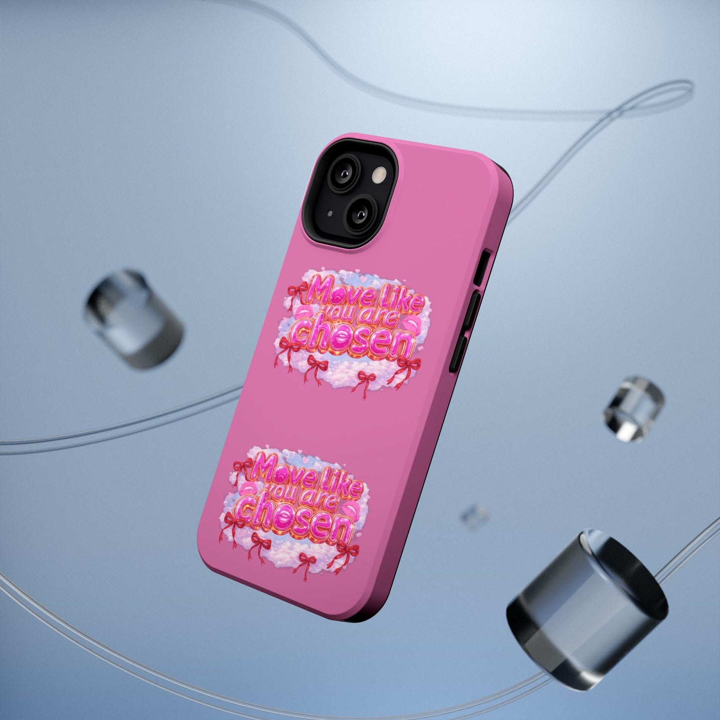 Impact-Resistant Phone Case — “Move Like You Are Chosen” Pink Floral Design