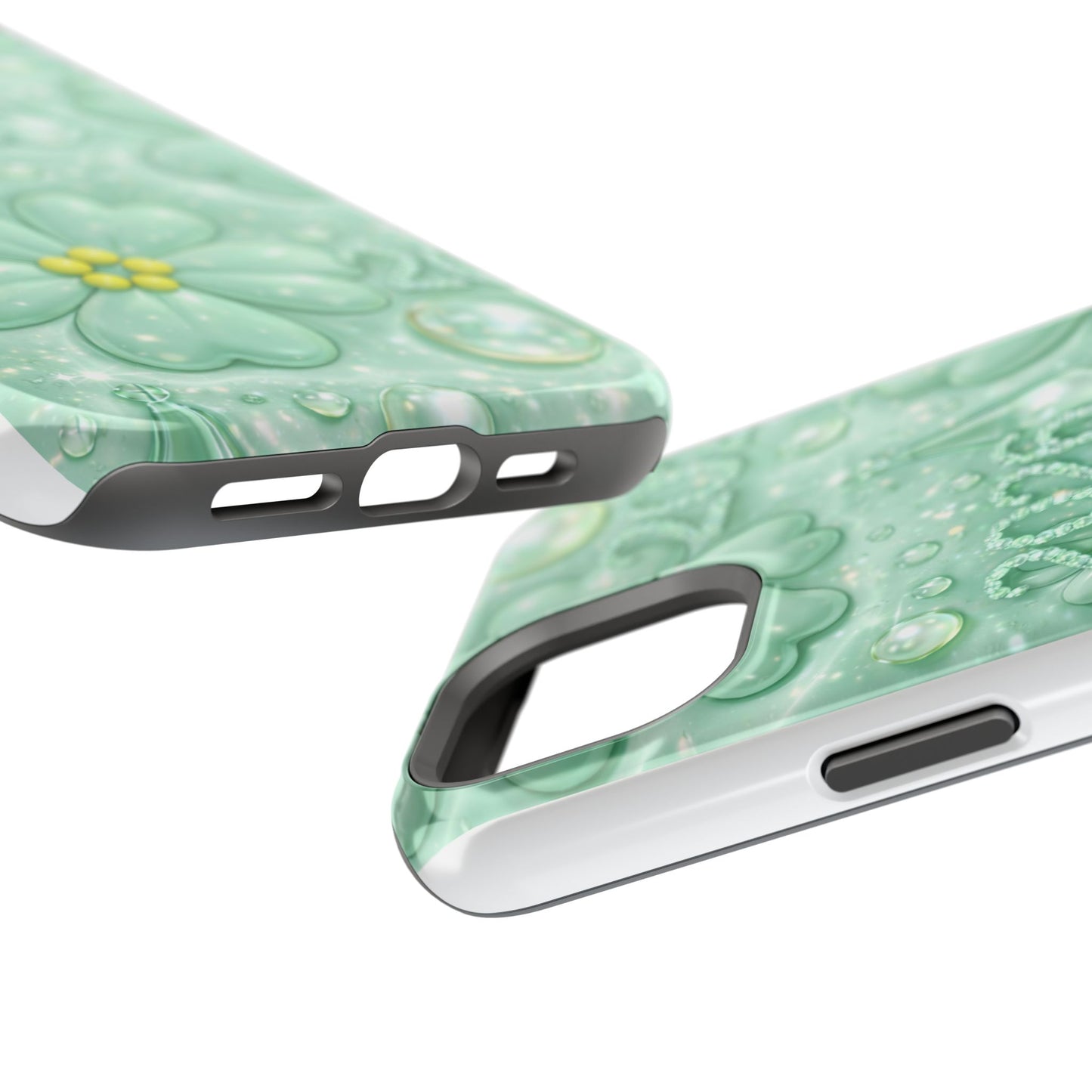Impact-Resistant Phone Case — Mint 2026 Floral Clover Design