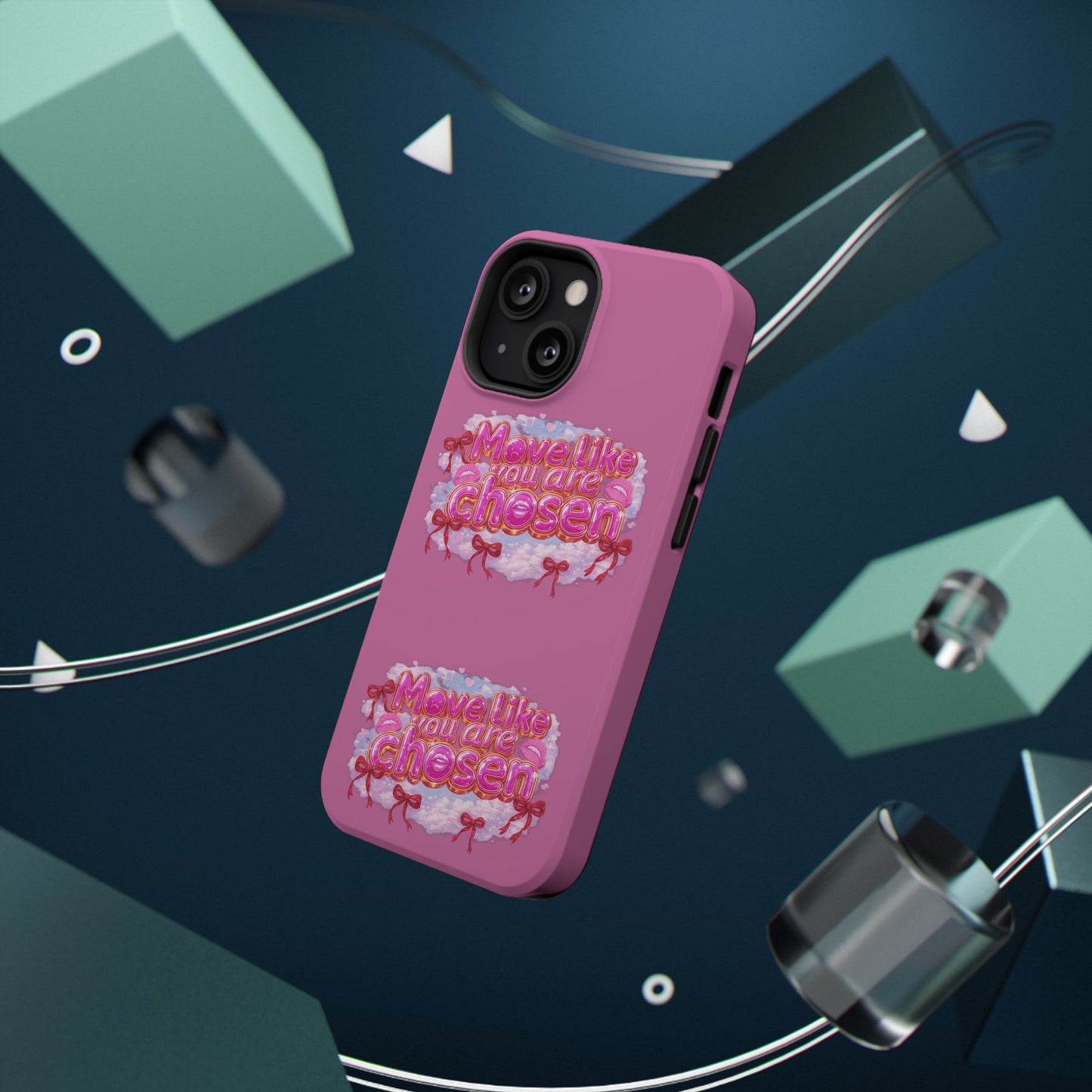 Impact-Resistant Phone Case — “Move Like You Are Chosen” Pink Floral Design