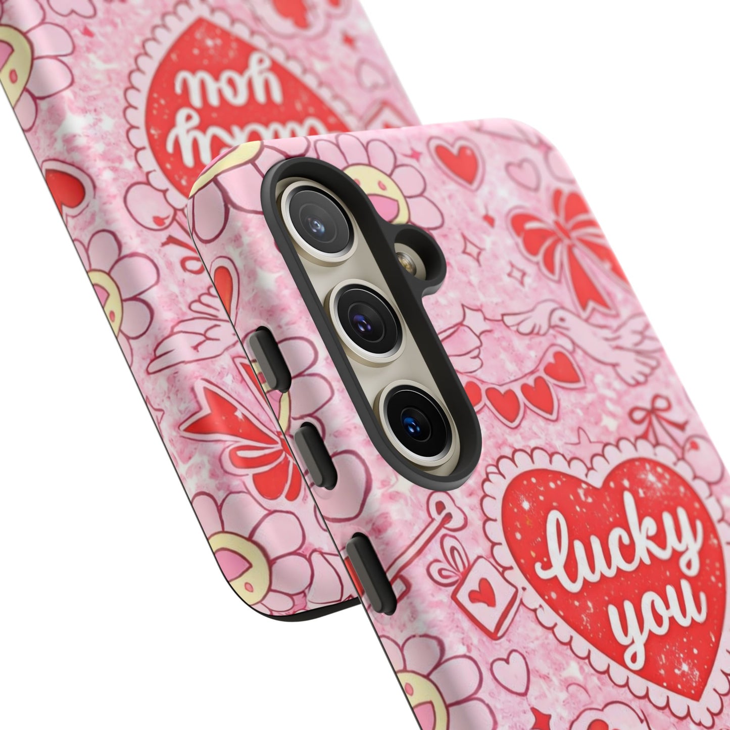 Pink Kawaii 'Lucky You' Floral Phone Case — Cute Valentine’s Protective Cover