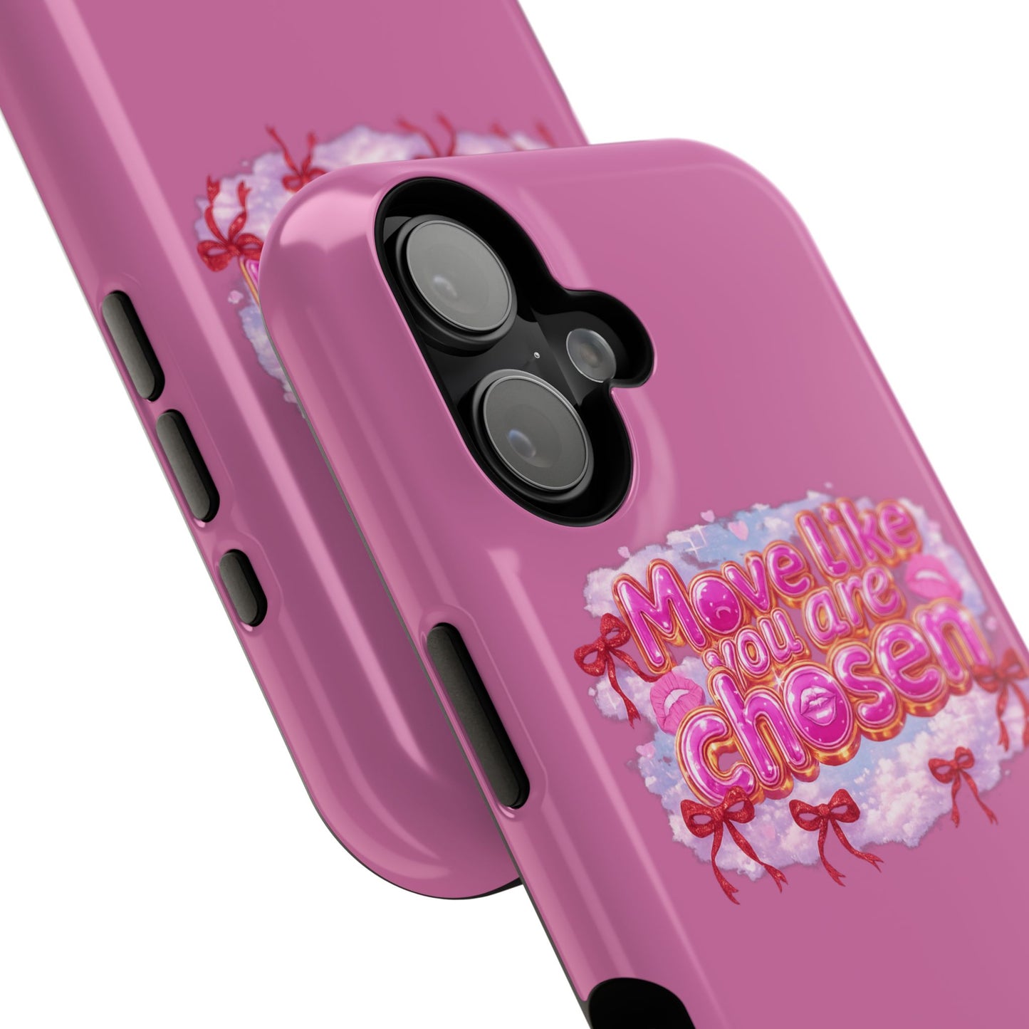 Impact-Resistant Phone Case — “Move Like You Are Chosen” Pink Floral Design